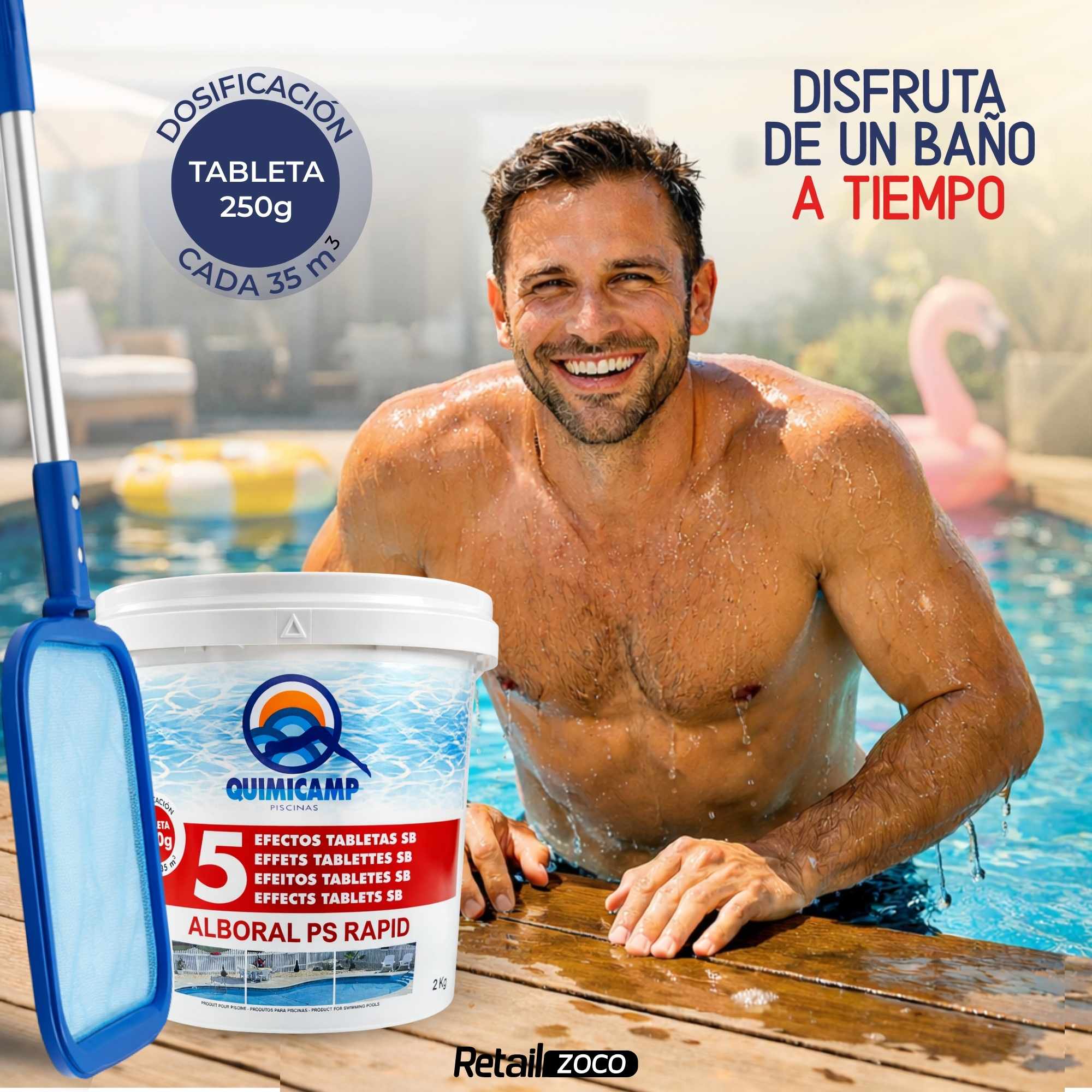 Cloro 5 Acciones en tabletas de 250 gr recuperador de agua 5 Kilos - imagen 5