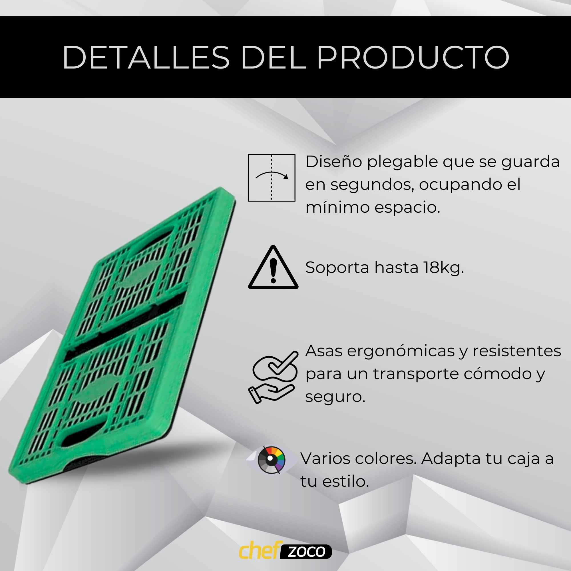Caja plegable con asas plastico 32 Litros verde y negro - imagen 3