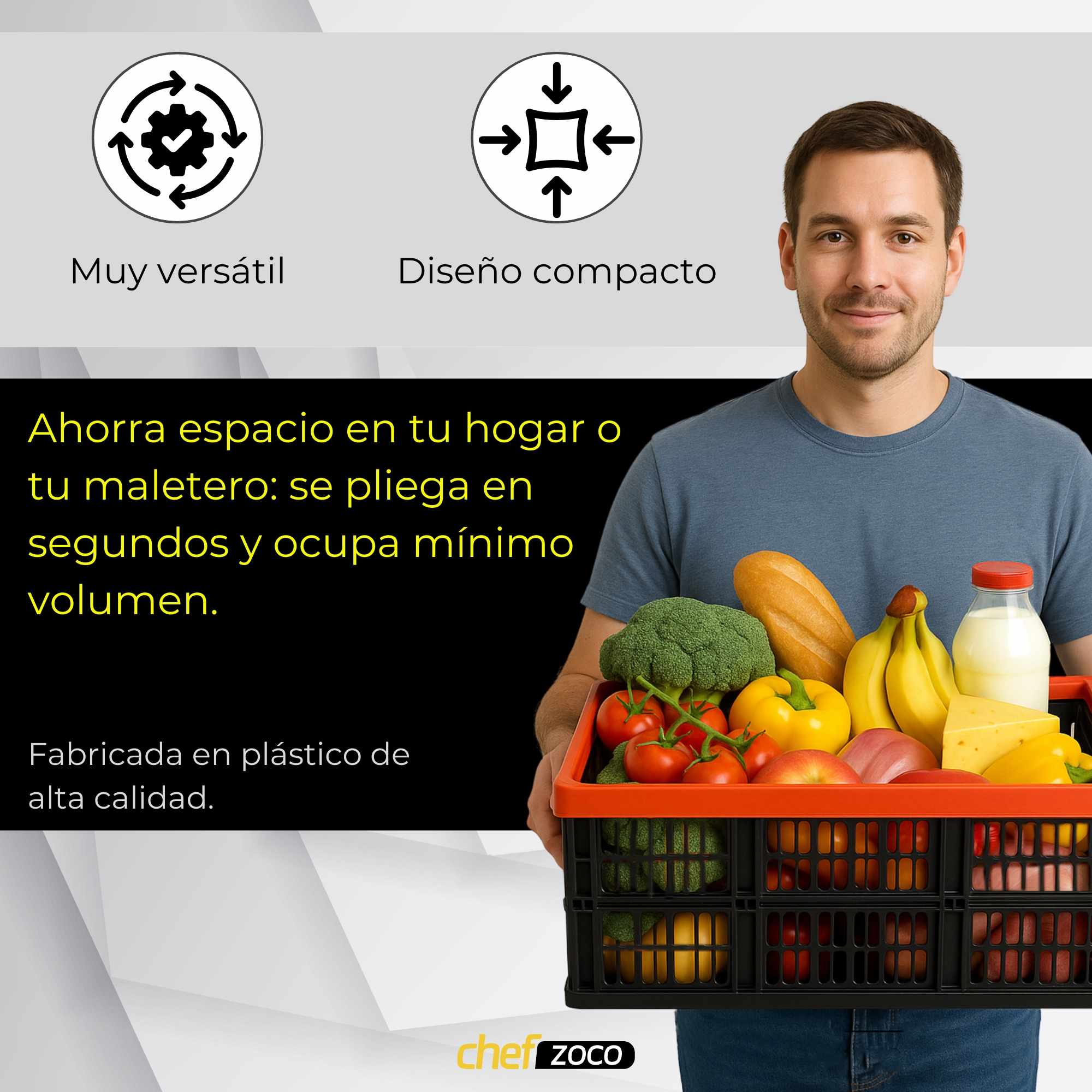 Caja plegable con asas plastico 32 Litros verde y negro - imagen 6