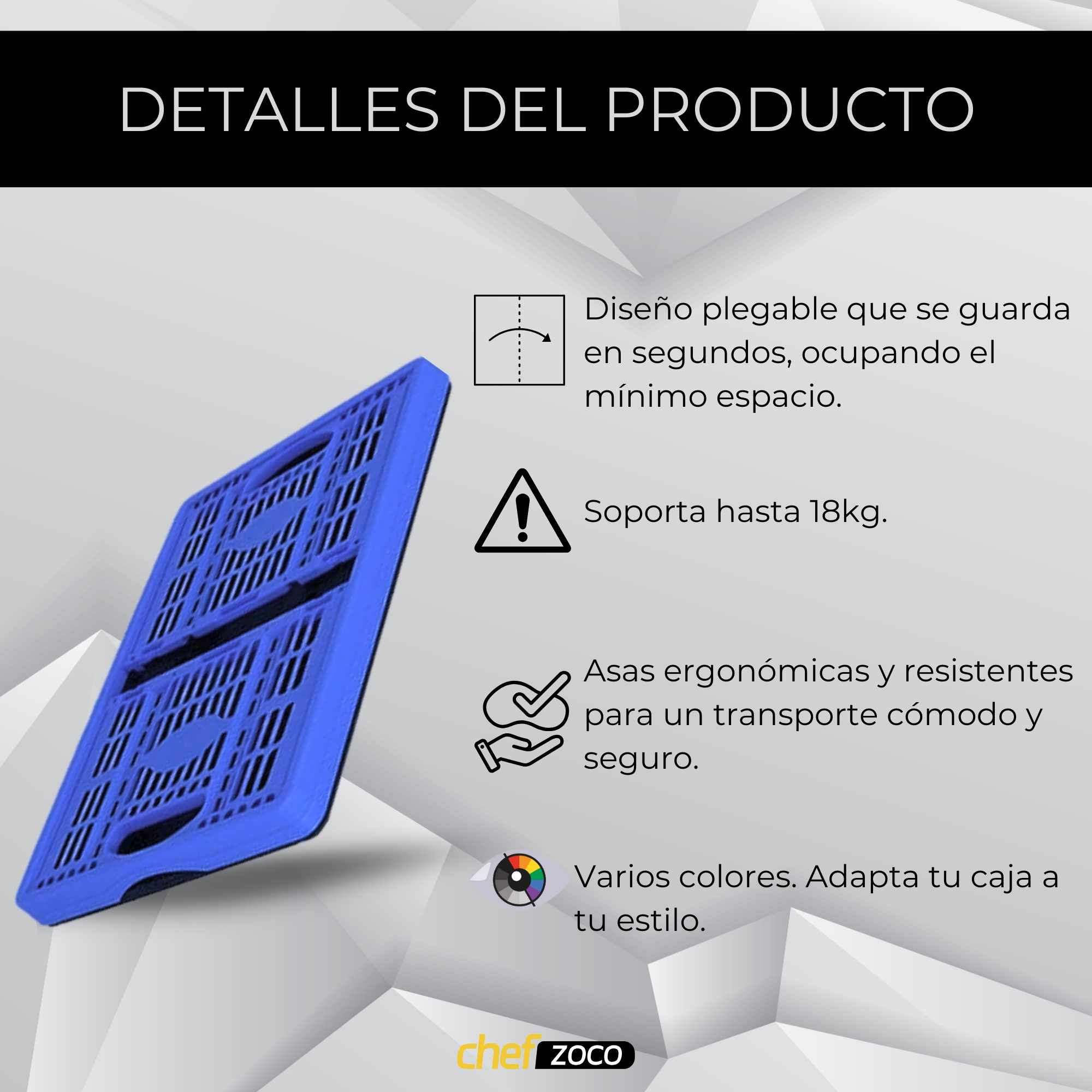 Caja plegable con asas plastico 32 Litros azul y negro - imagen 3