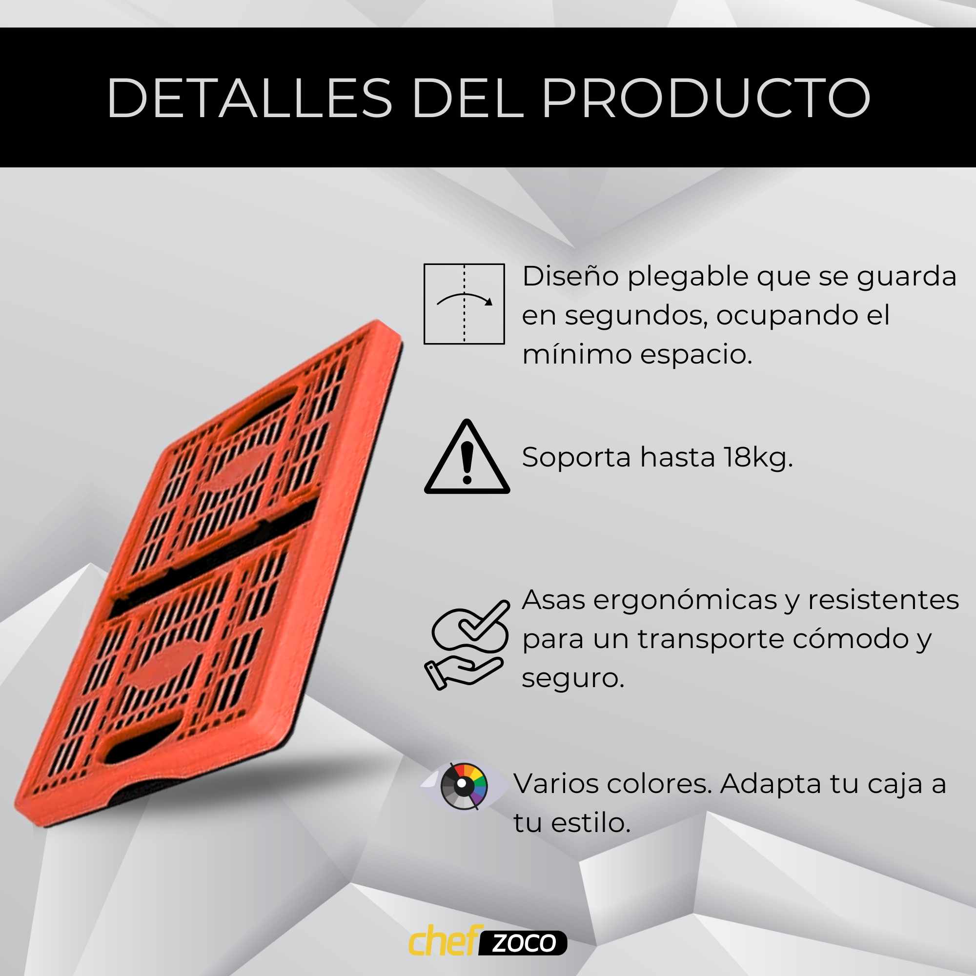 Caja plegable con asas plastico 32 Litros rojo y negro - imagen 3