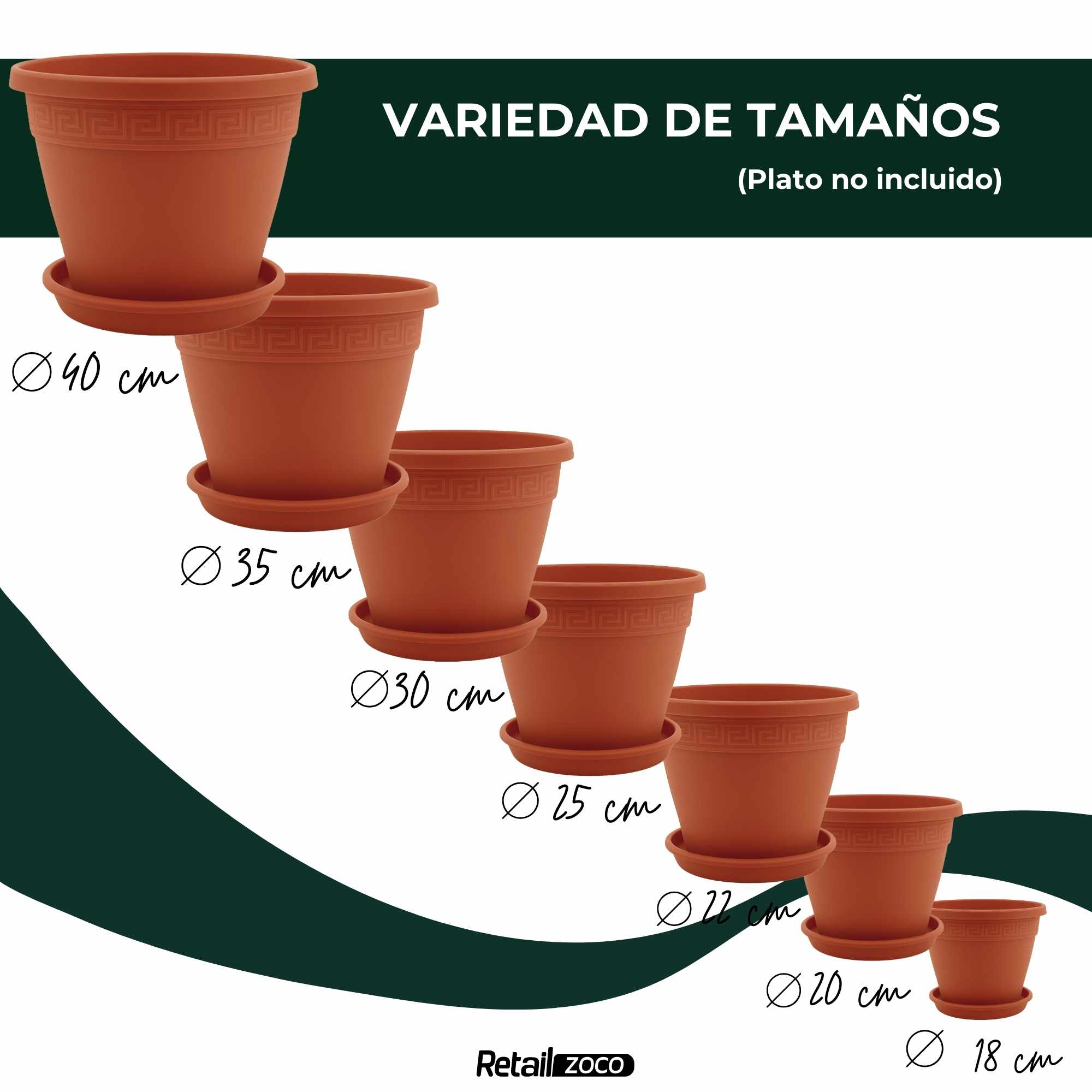 Macetero redondo de plastico 18 cm Terracota - imagen 6