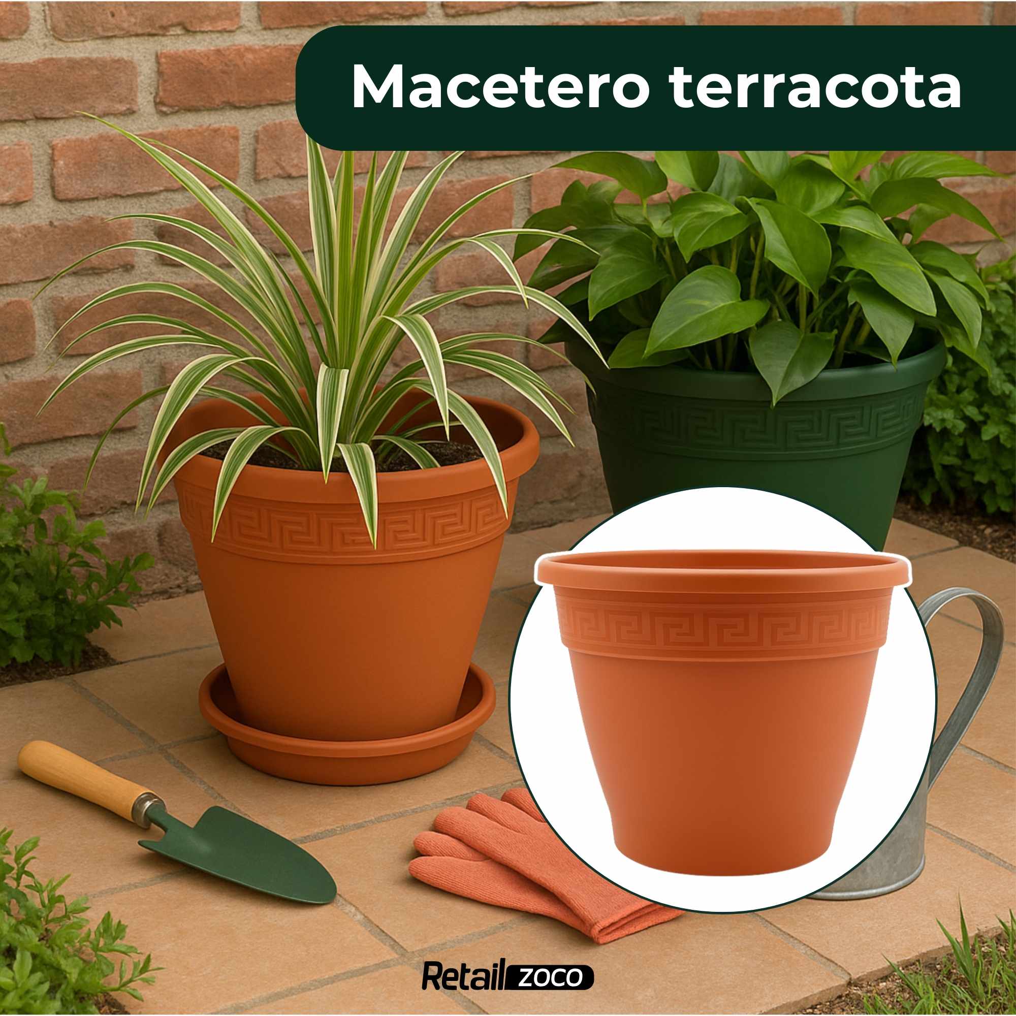Macetero redondo de plastico 20 cm Terracota - imagen 2