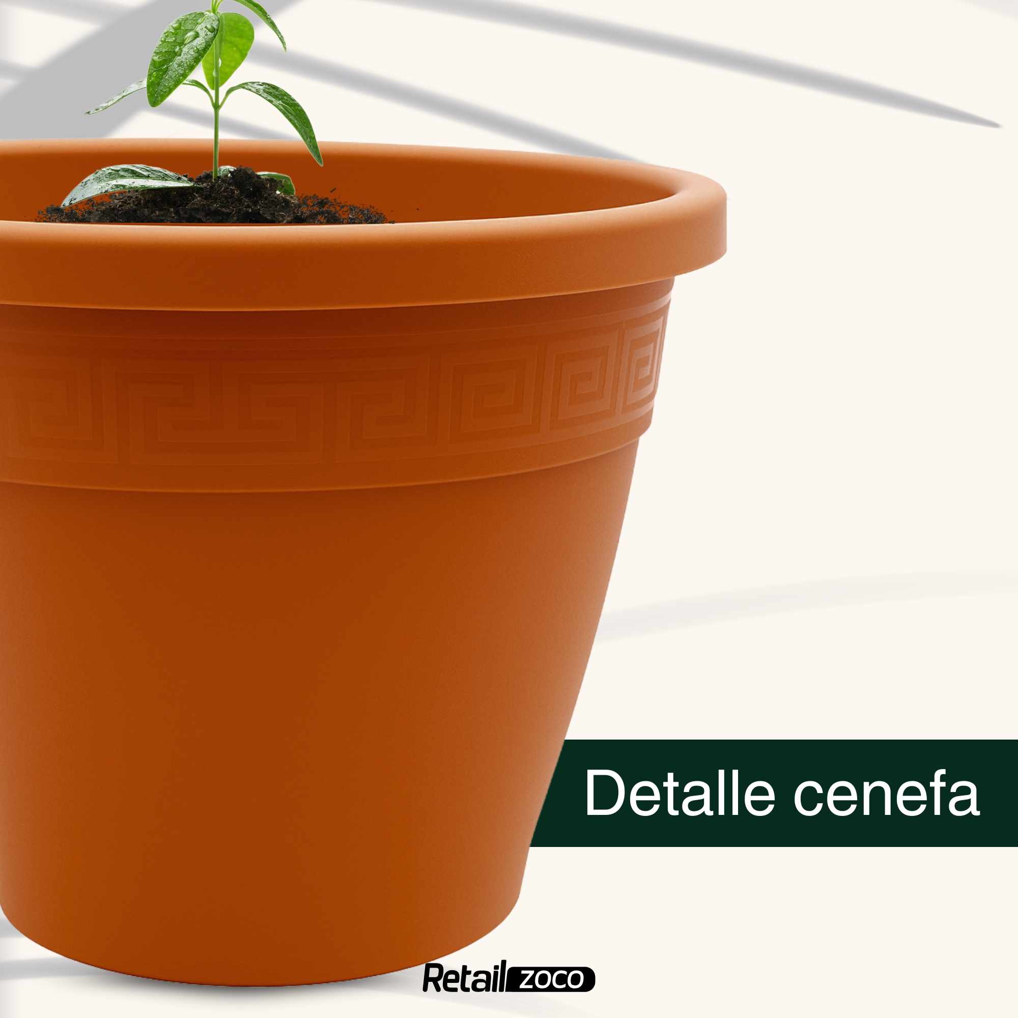 Macetero redondo de plastico 22 cm Terracota - imagen 3