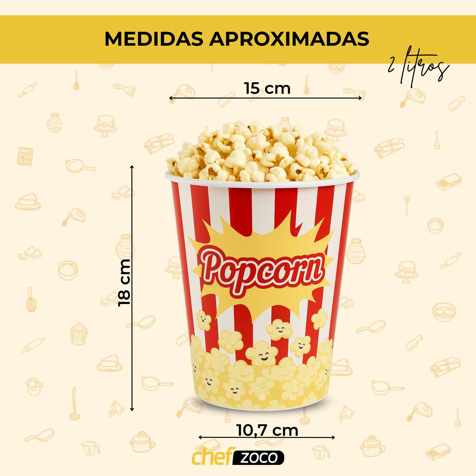 Cubo Palomitas de plástico 2 Litros - imagen 4