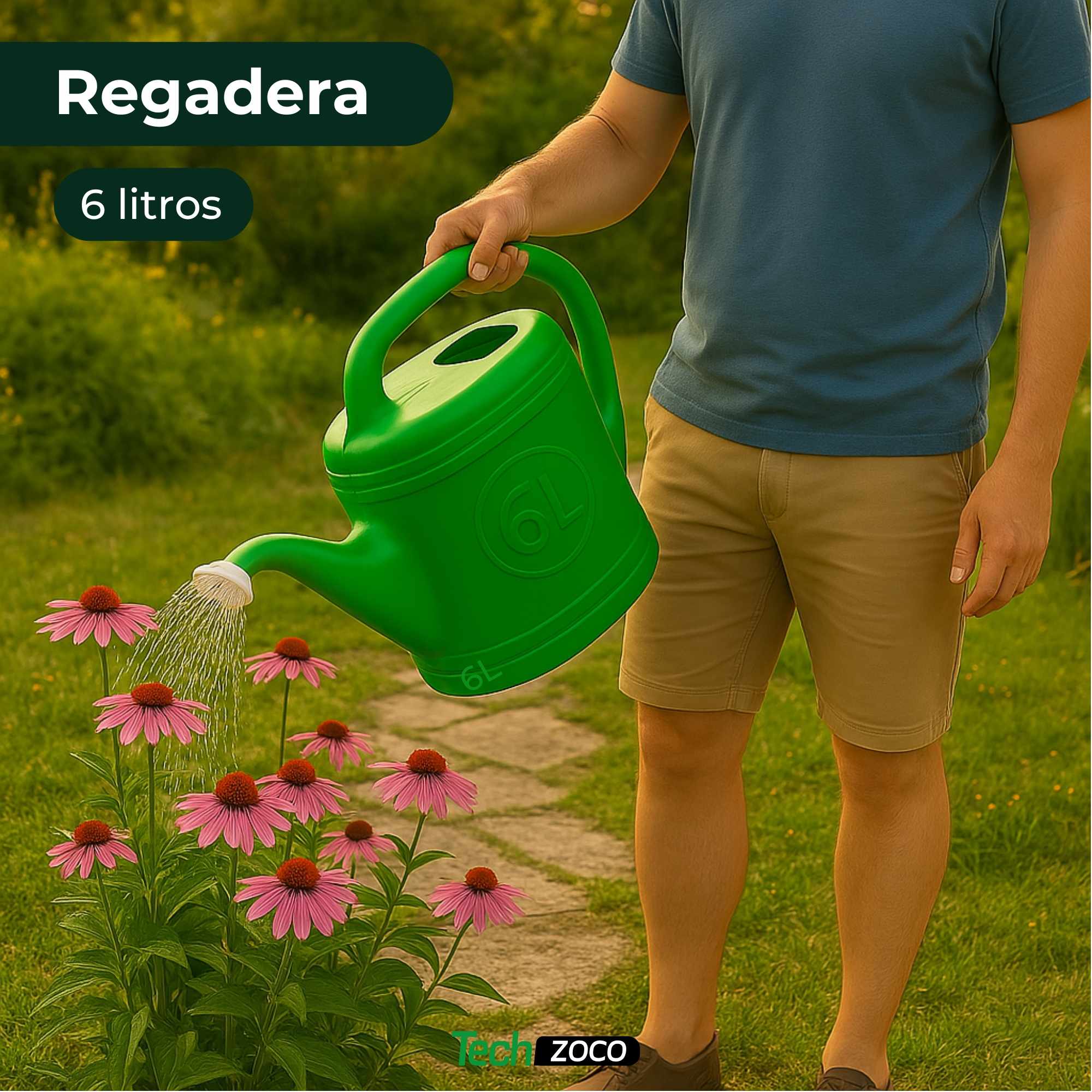 Regadera de plastico 6 Litros Verde - imagen 2