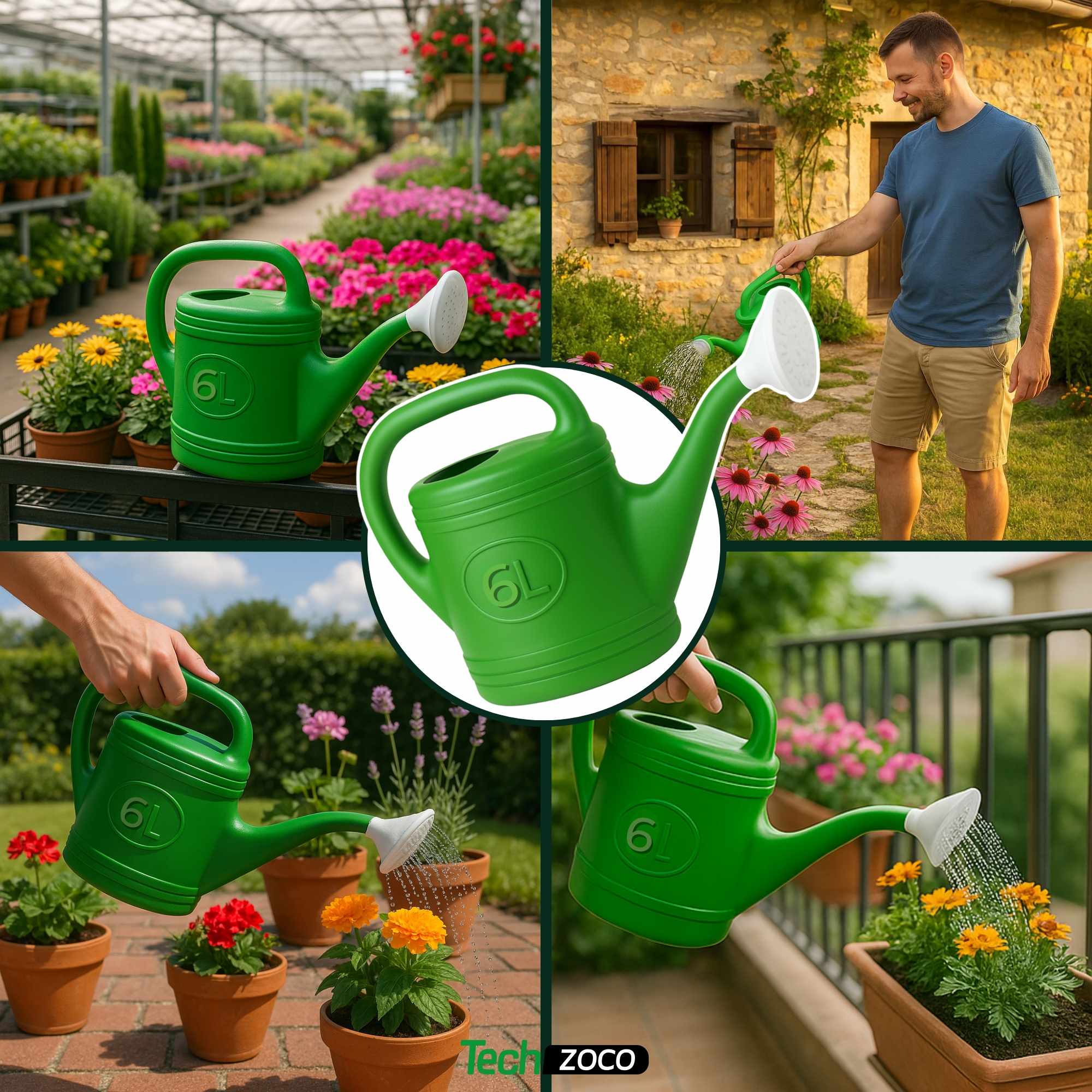 Regadera de plastico 6 Litros Verde - imagen 4