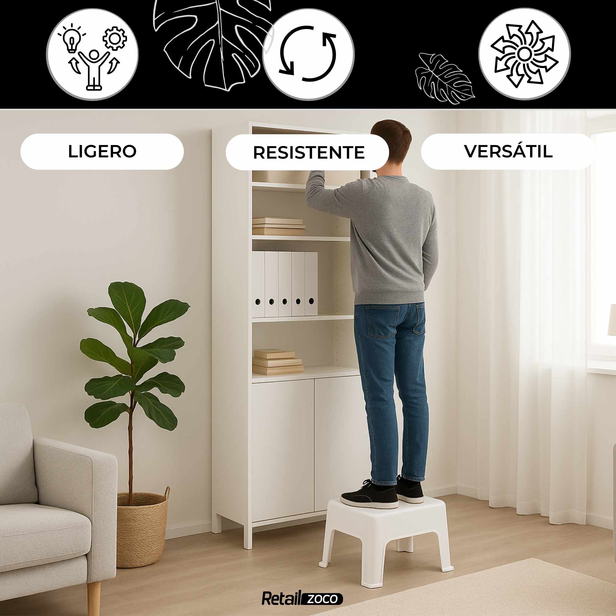 Taburete de plastico bajo Blanco - imagen 2