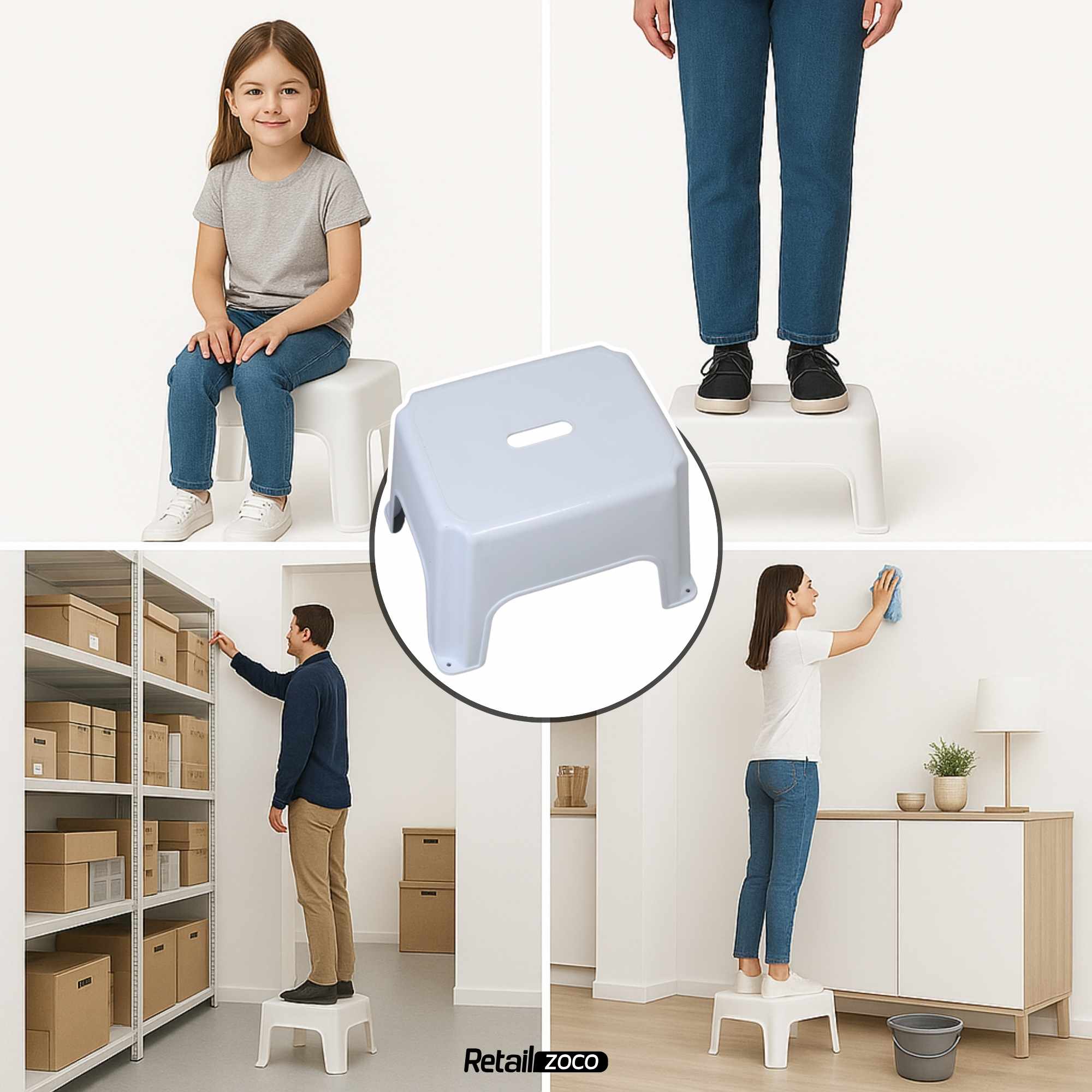 Taburete de plastico bajo Blanco - imagen 4