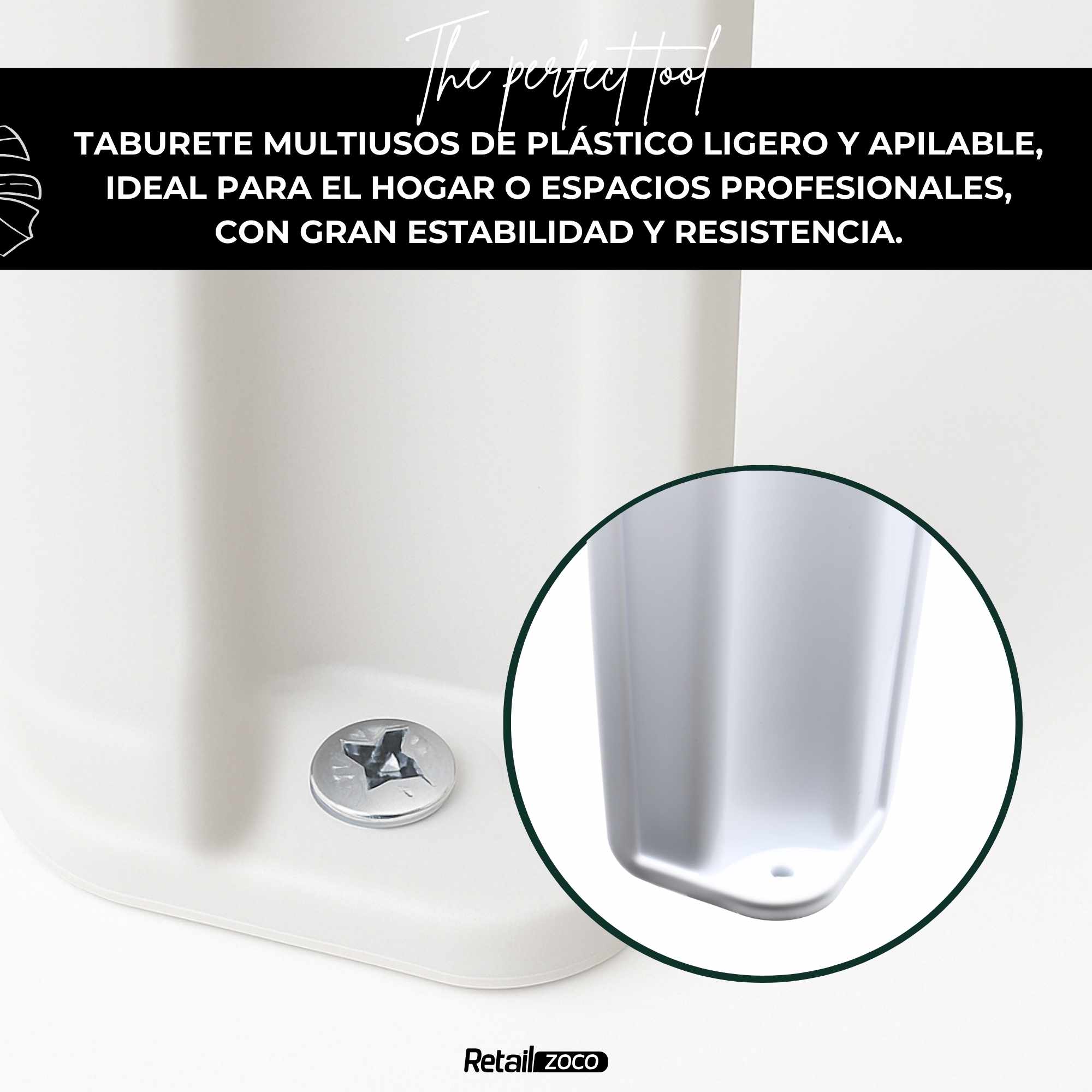 Taburete de plastico bajo Blanco - imagen 6