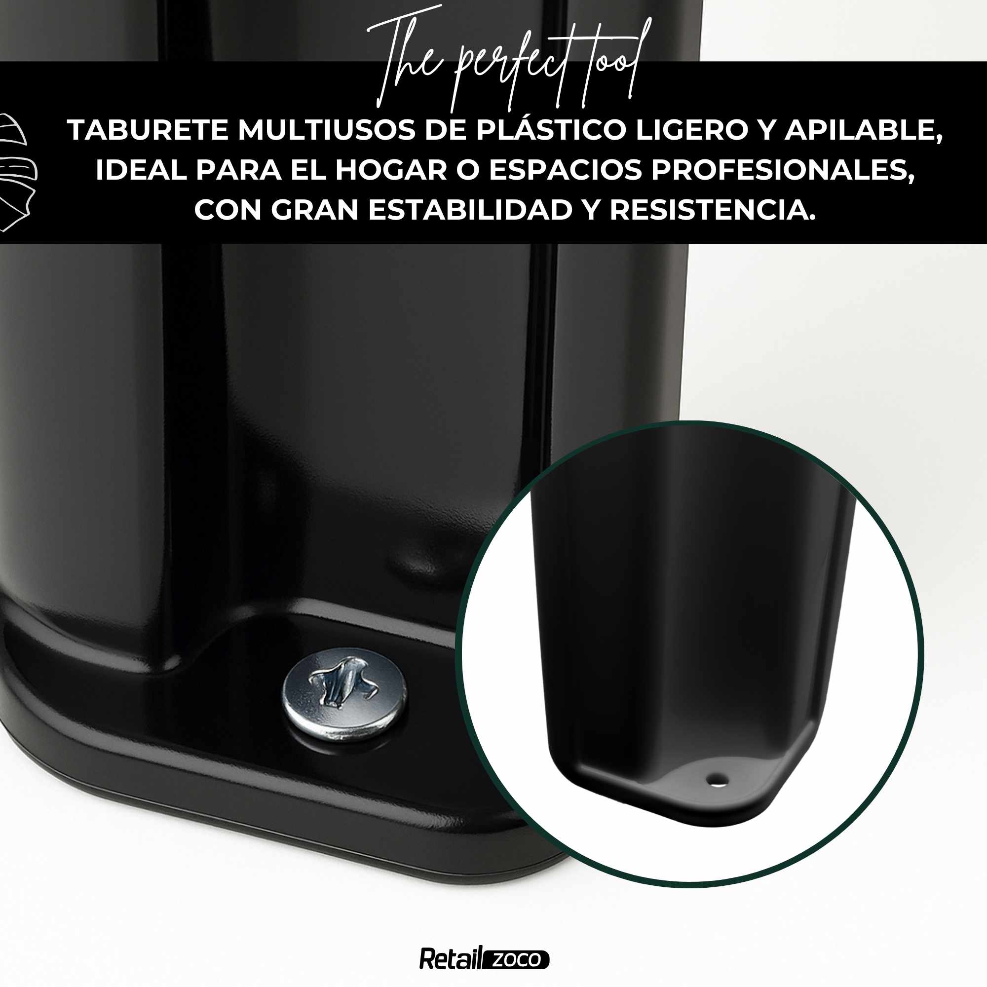 Taburete de plastico bajo Negro - imagen 6