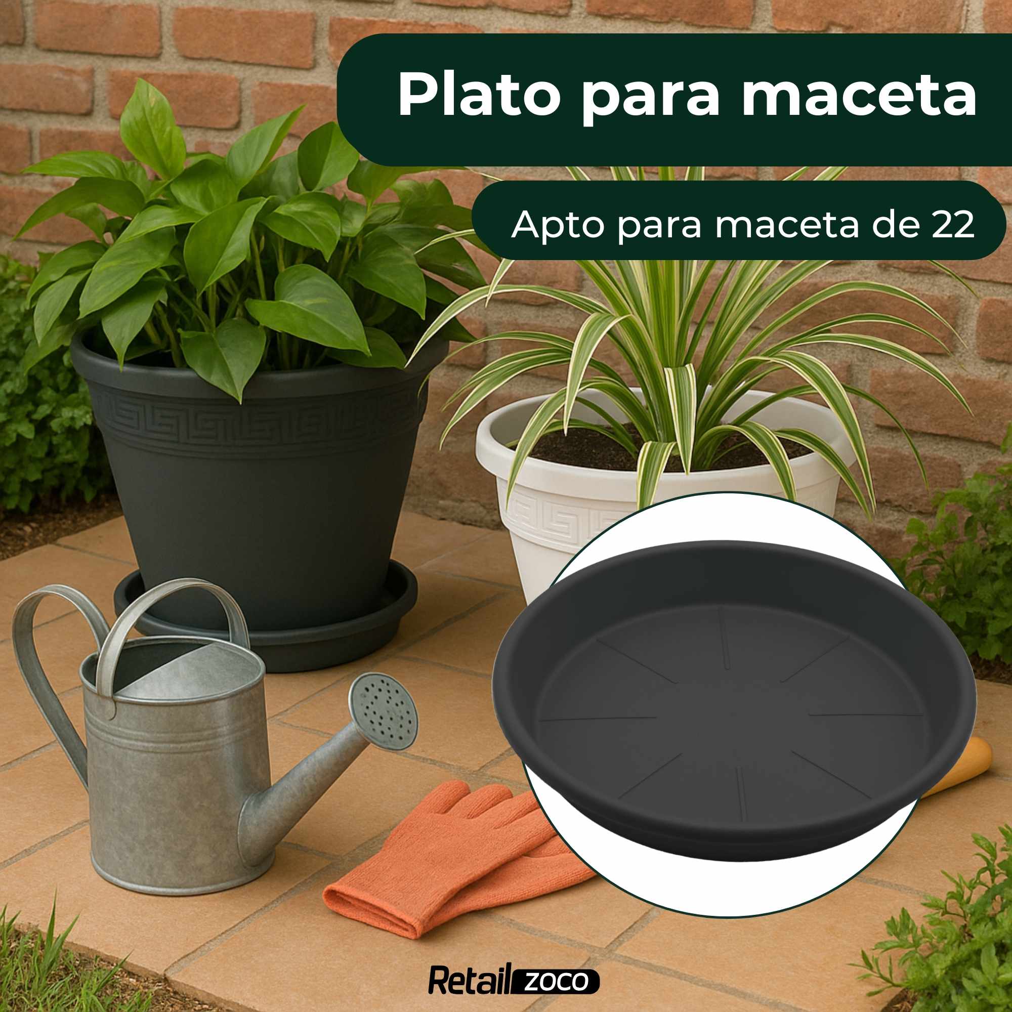 Plato de maceta Antracita apto para maceta de 22 cm - imagen 2