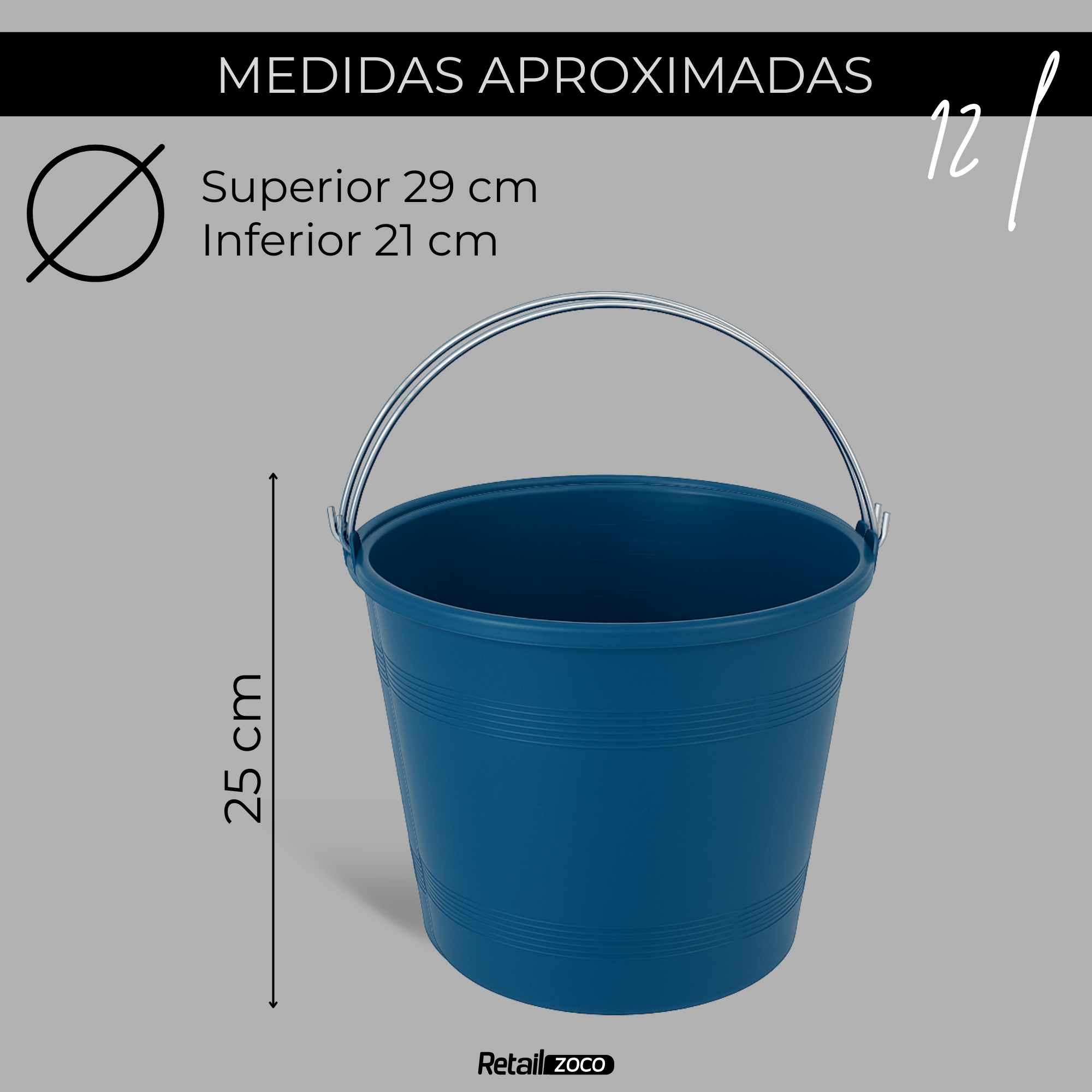 Cubo engomado plástico 12 Litros Azul - imagen 3