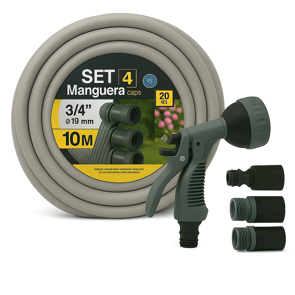 Set Manguera jardin 12 mm 3/4 pulgadas 10 Metros de 4 capas - imagen 1