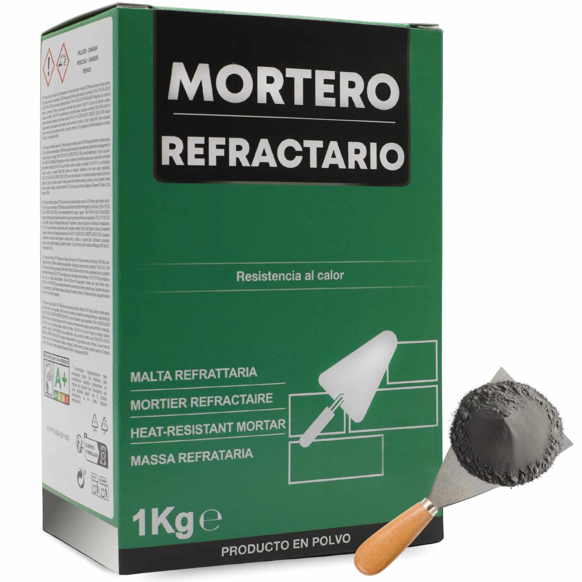 Mortero refractario en polvo color blanco 1 Kg
