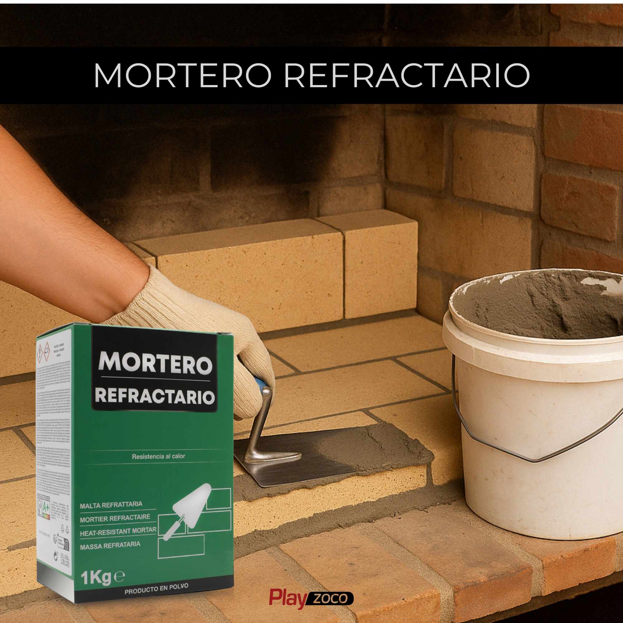 Mortero refractario en polvo color blanco 1 Kg - imagen 2