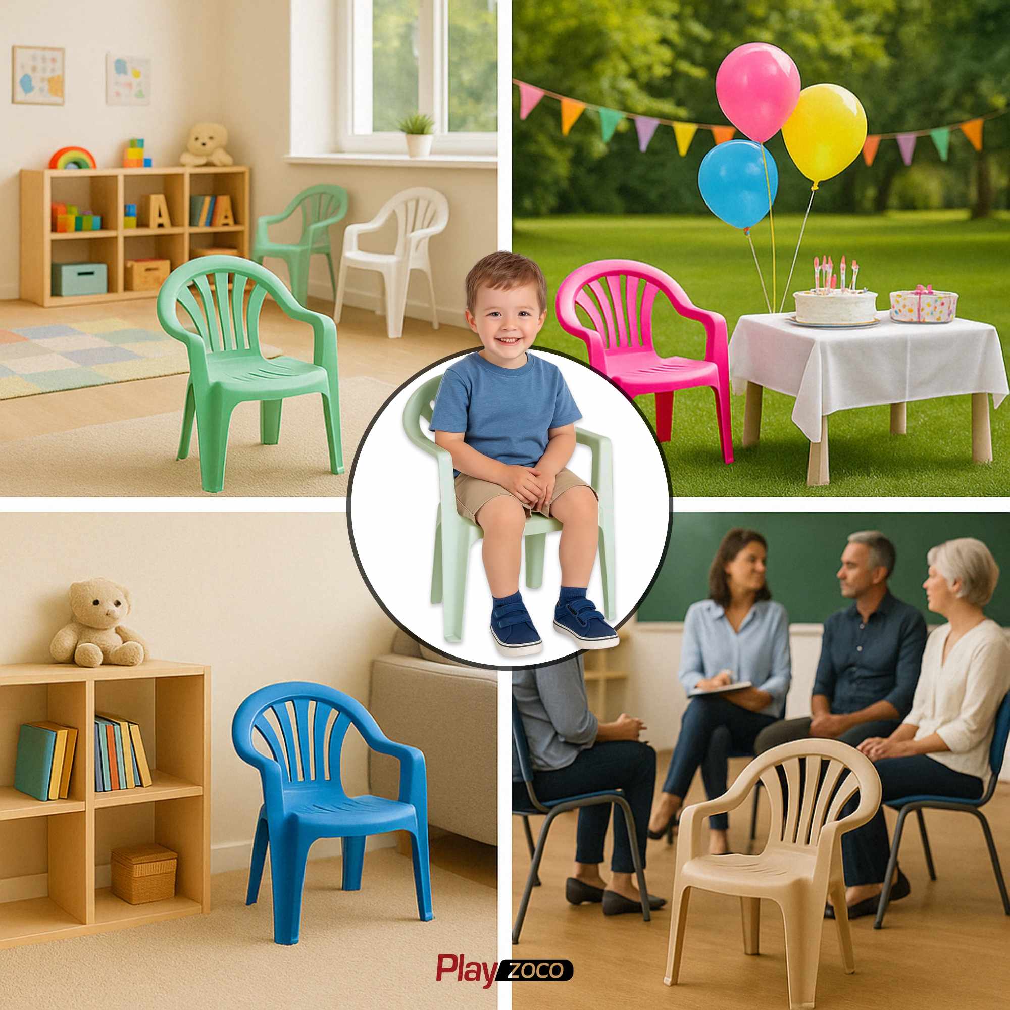 Silla infantil de plástico Verde claro - imagen 4
