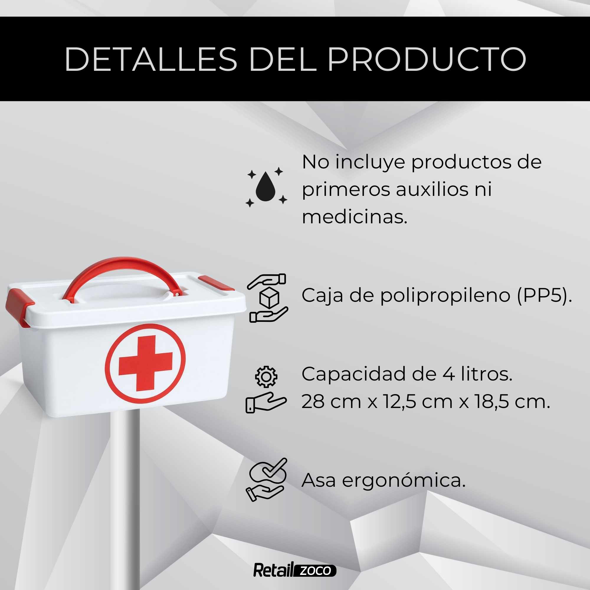 Caja botiquin Primeros Auxilios con Tapa y asa 4 Litros - imagen 2