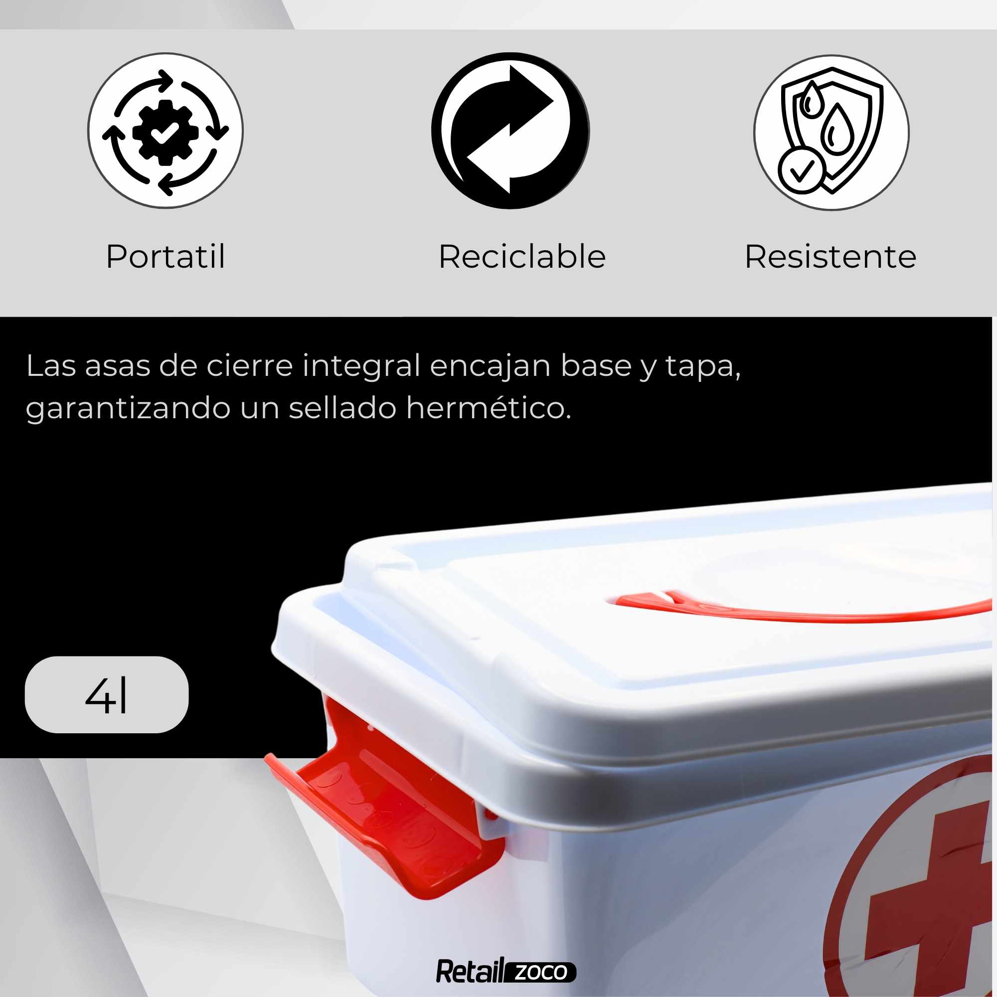 Caja botiquin Primeros Auxilios con Tapa y asa 4 Litros - imagen 4