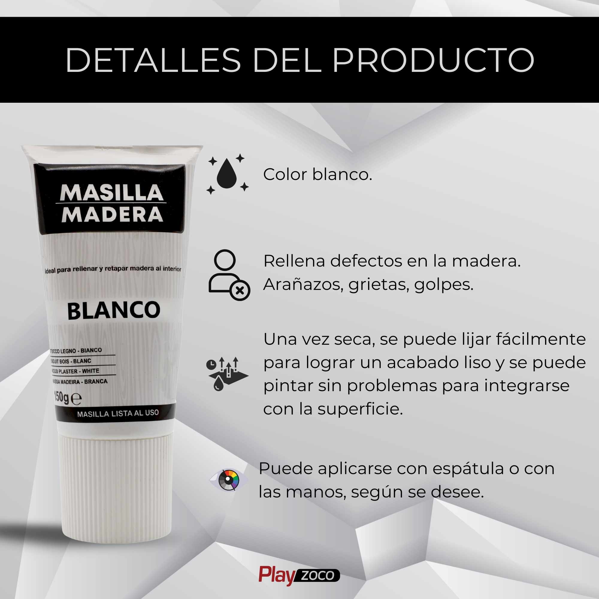 Masilla madera blanca en tubo 150 gramos - imagen 3