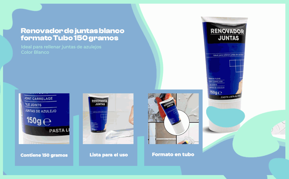 Banner - Renovador juntas de azulejos en tubo color blanco 150 gramos