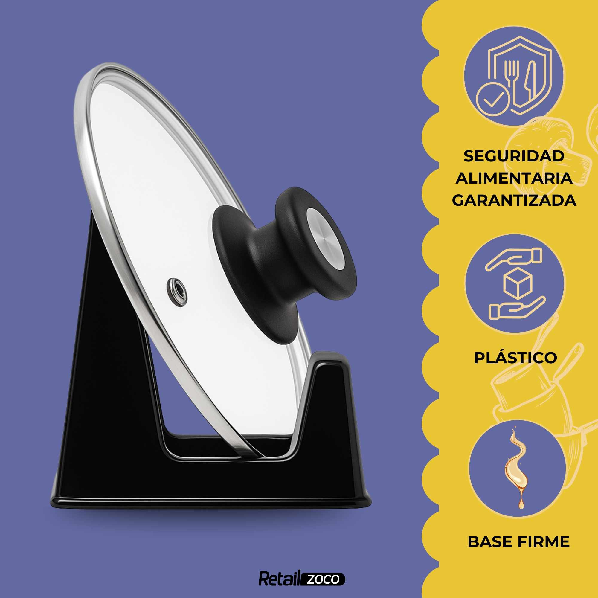 Soporte Tapas Ollas Negro - imagen 3