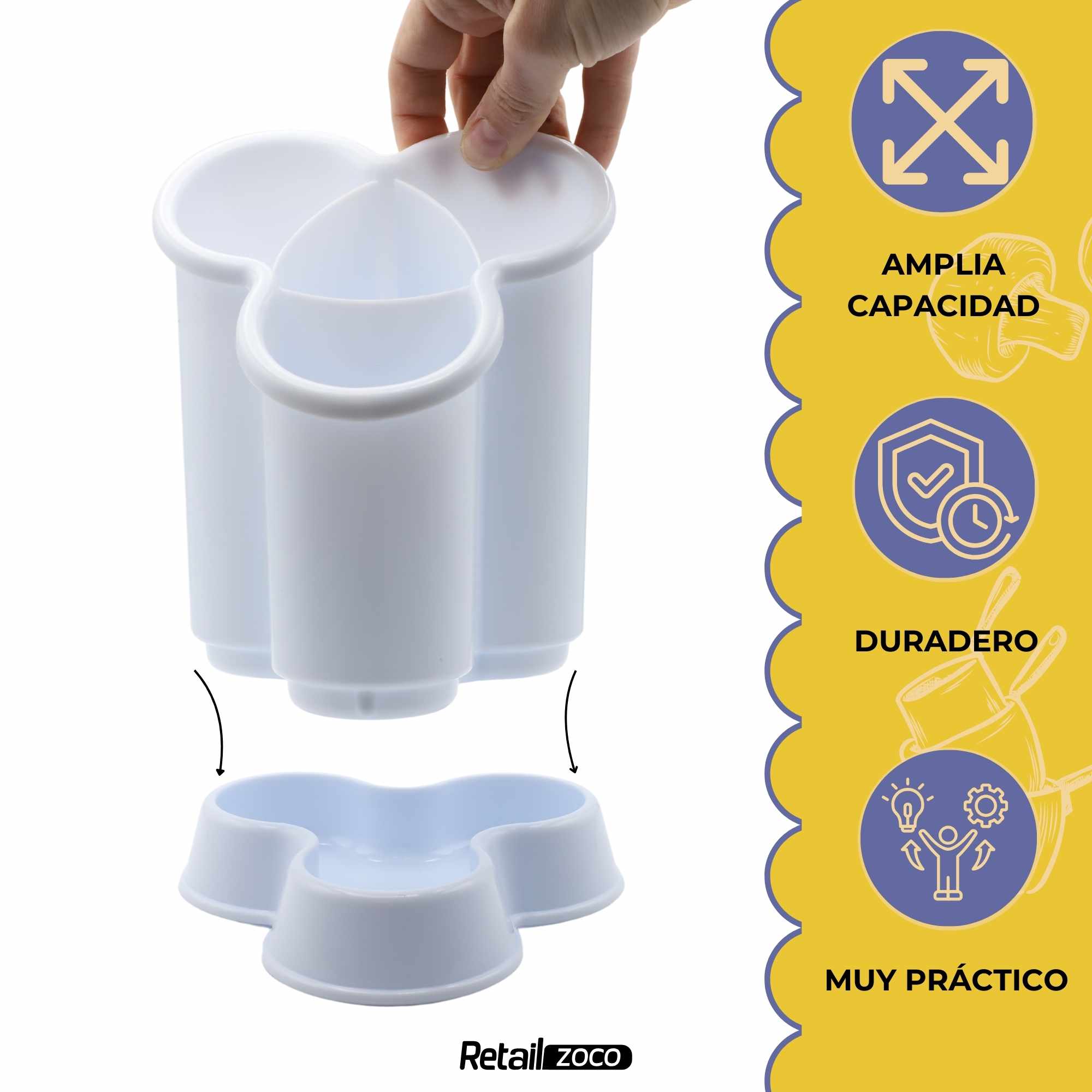 Escurrecubiertos trebol de plastico clásico blanco - imagen 4