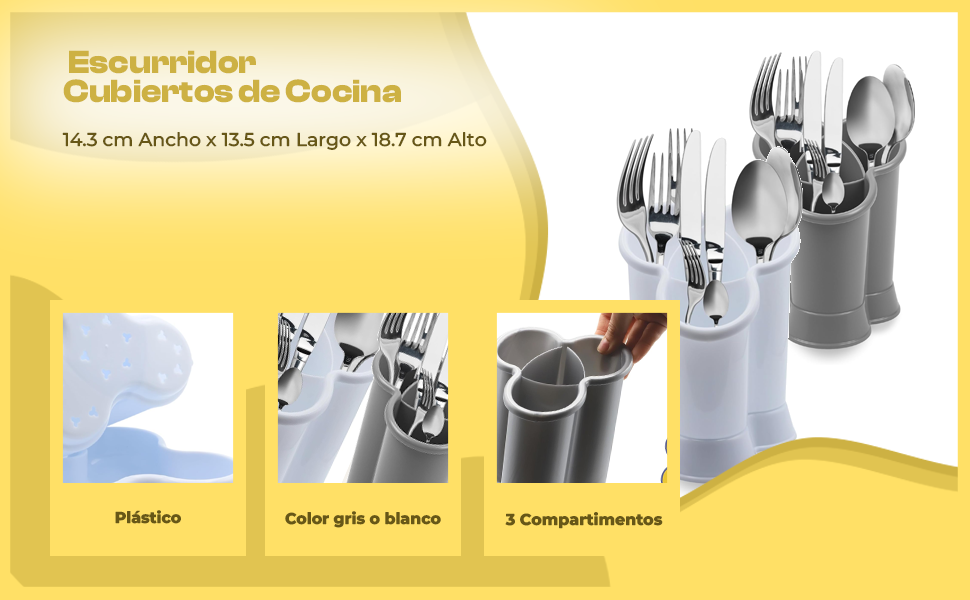 Banner - Escurrecubiertos trebol de plastico clásico blanco