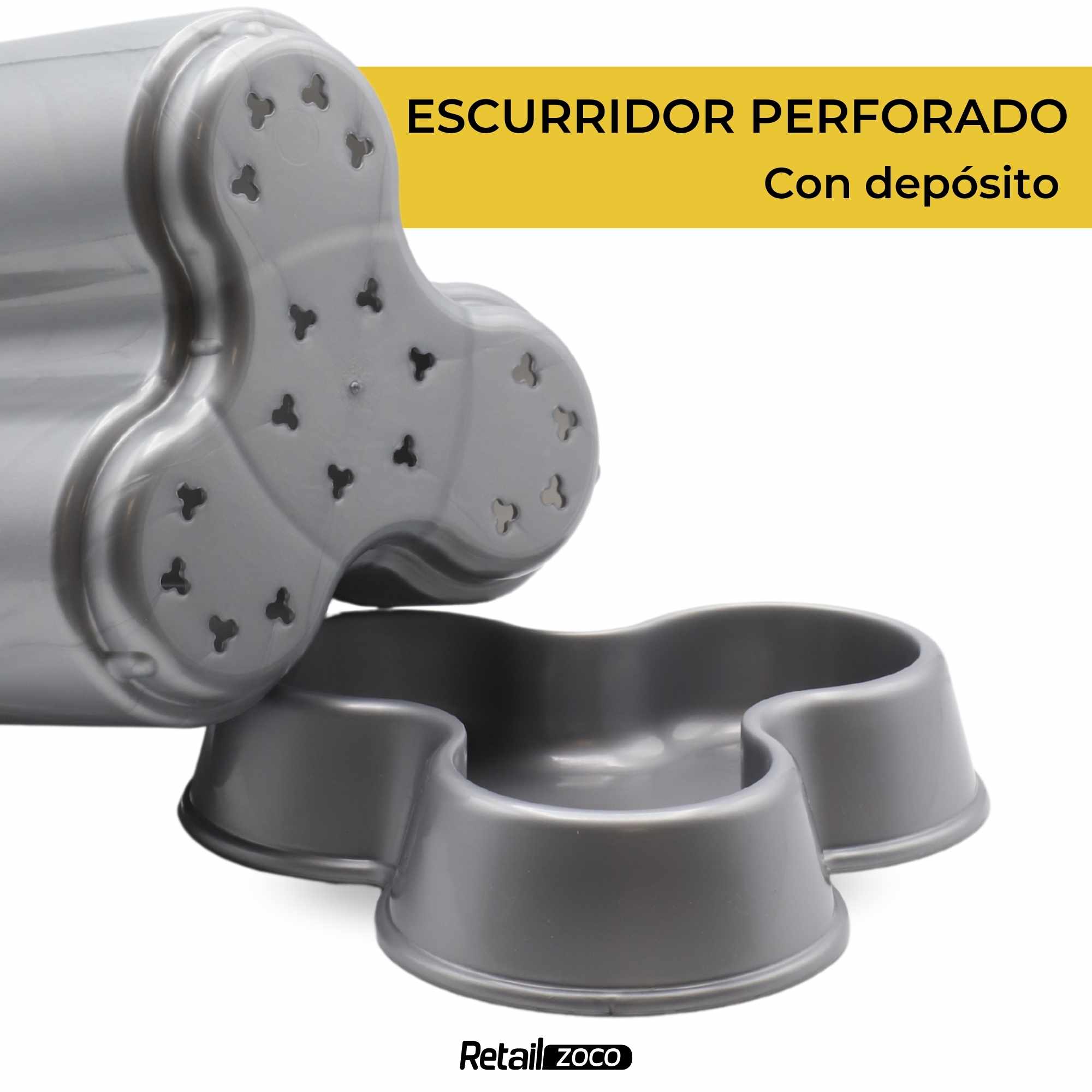 Escurrecubiertos trebol de plastico clásico gris - imagen 3