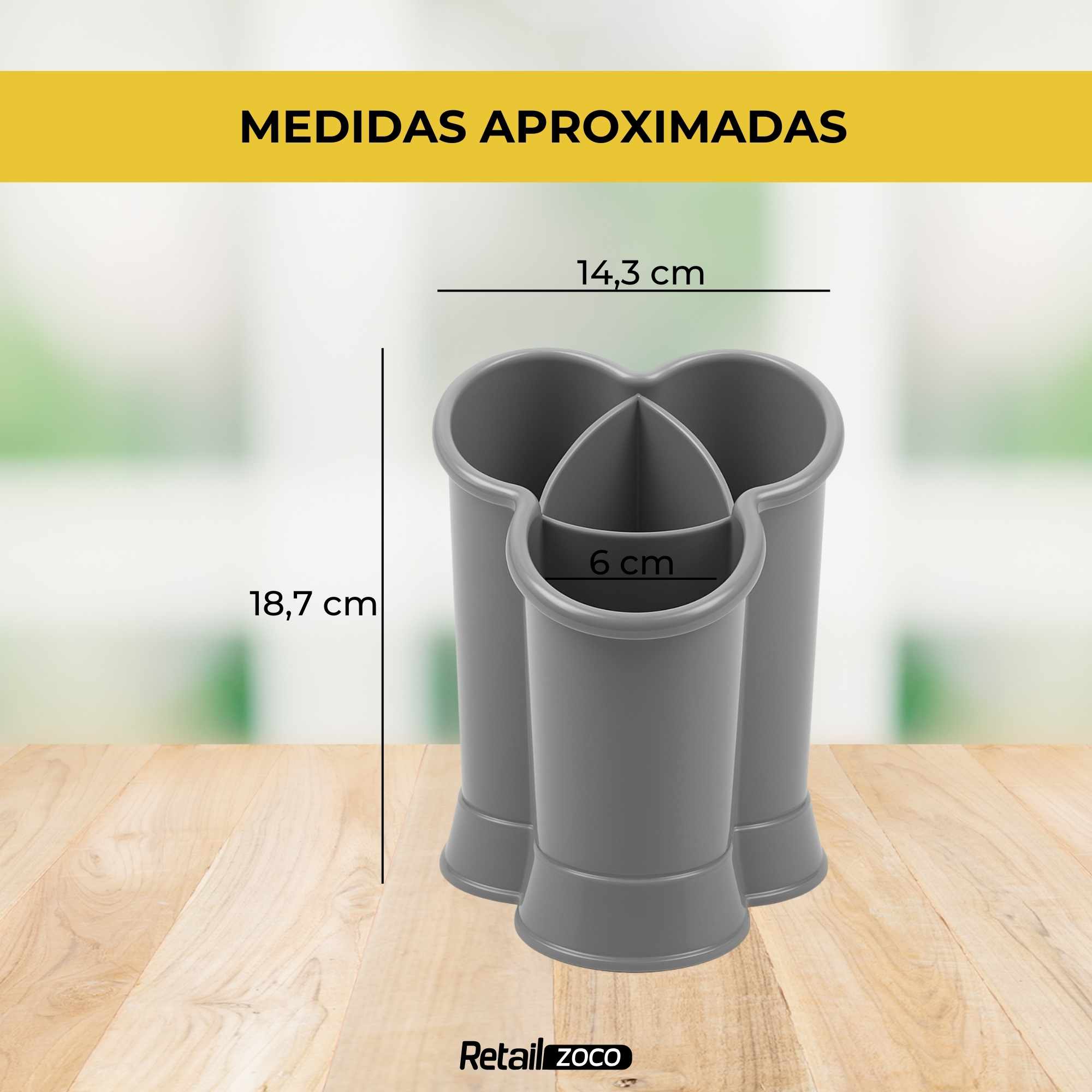 Escurrecubiertos trebol de plastico clásico gris - imagen 5