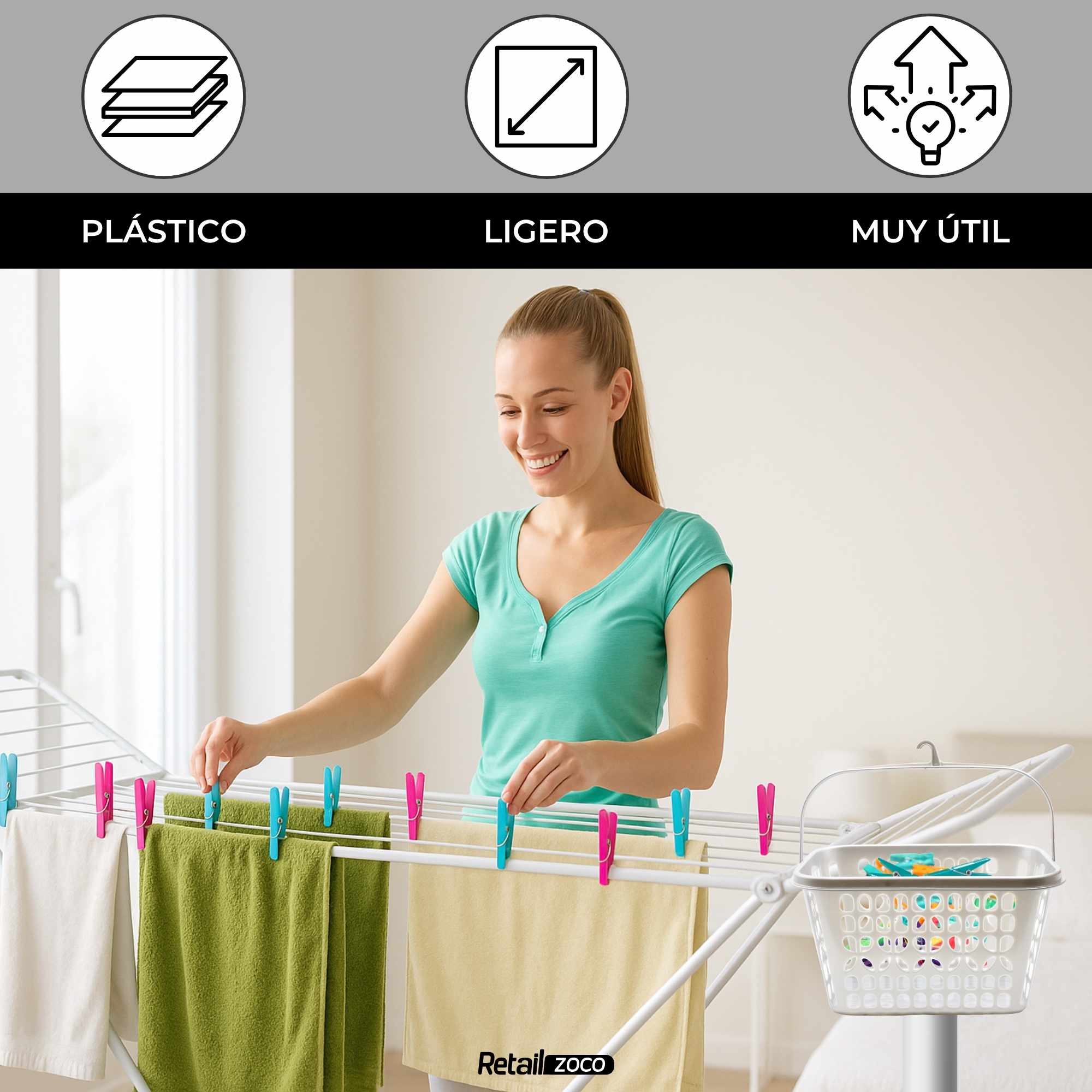 Cesta Pinzas plástico Blanco - imagen 2