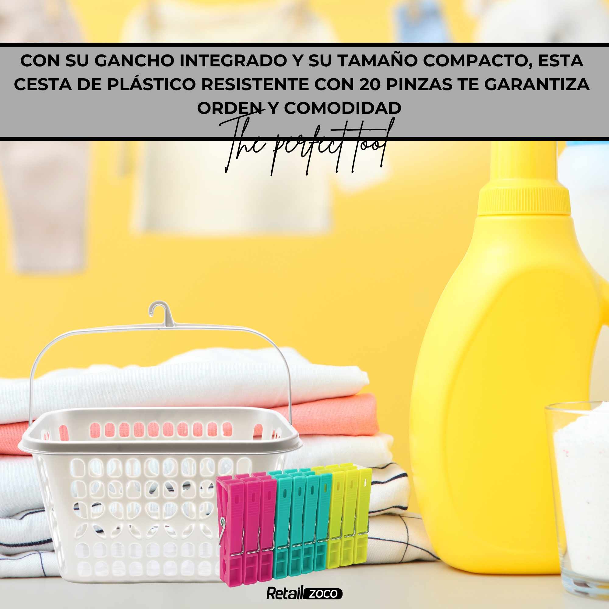 Cesta Pinzas plástico Blanco - imagen 3