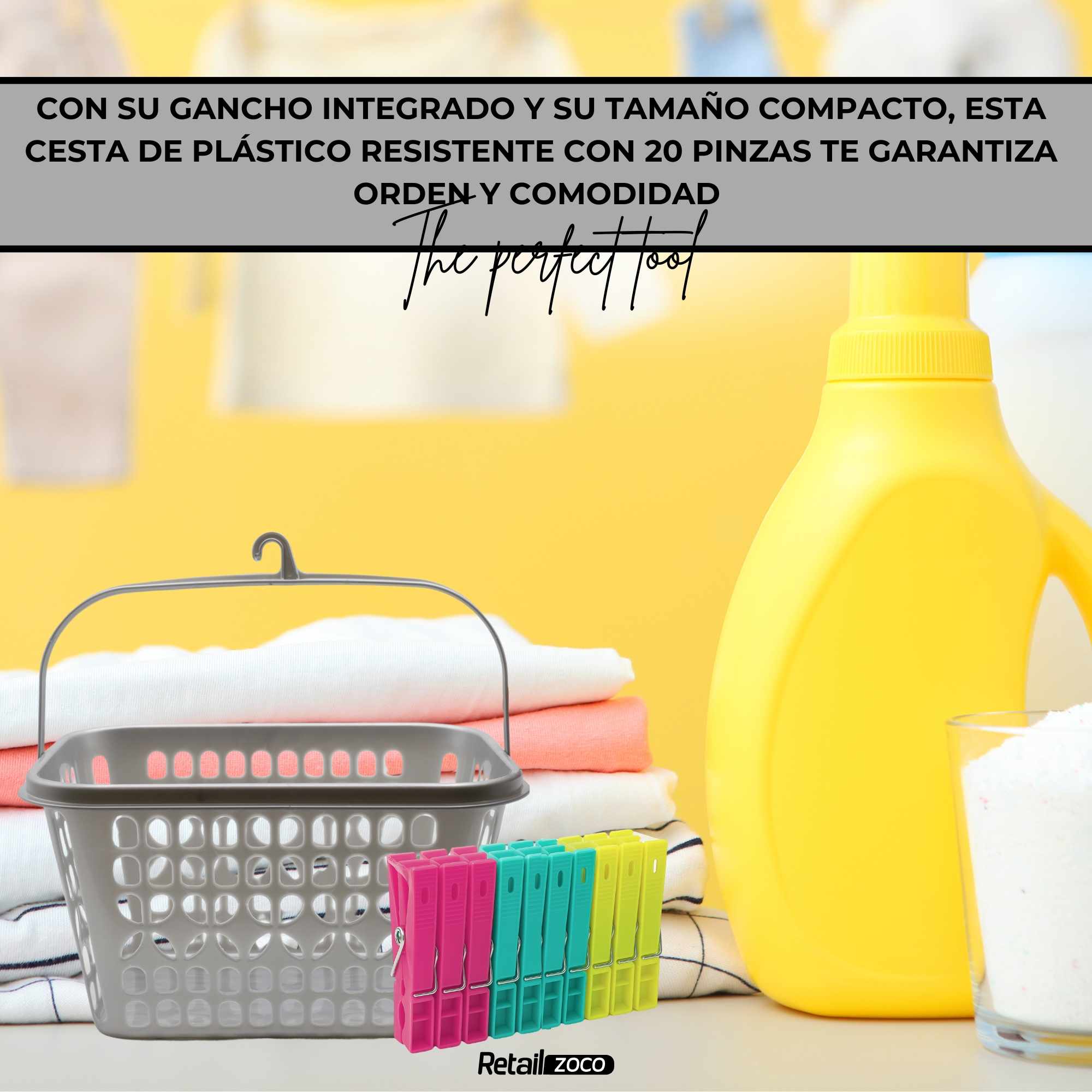 Cesta Pinzas plástico Gris - imagen 4