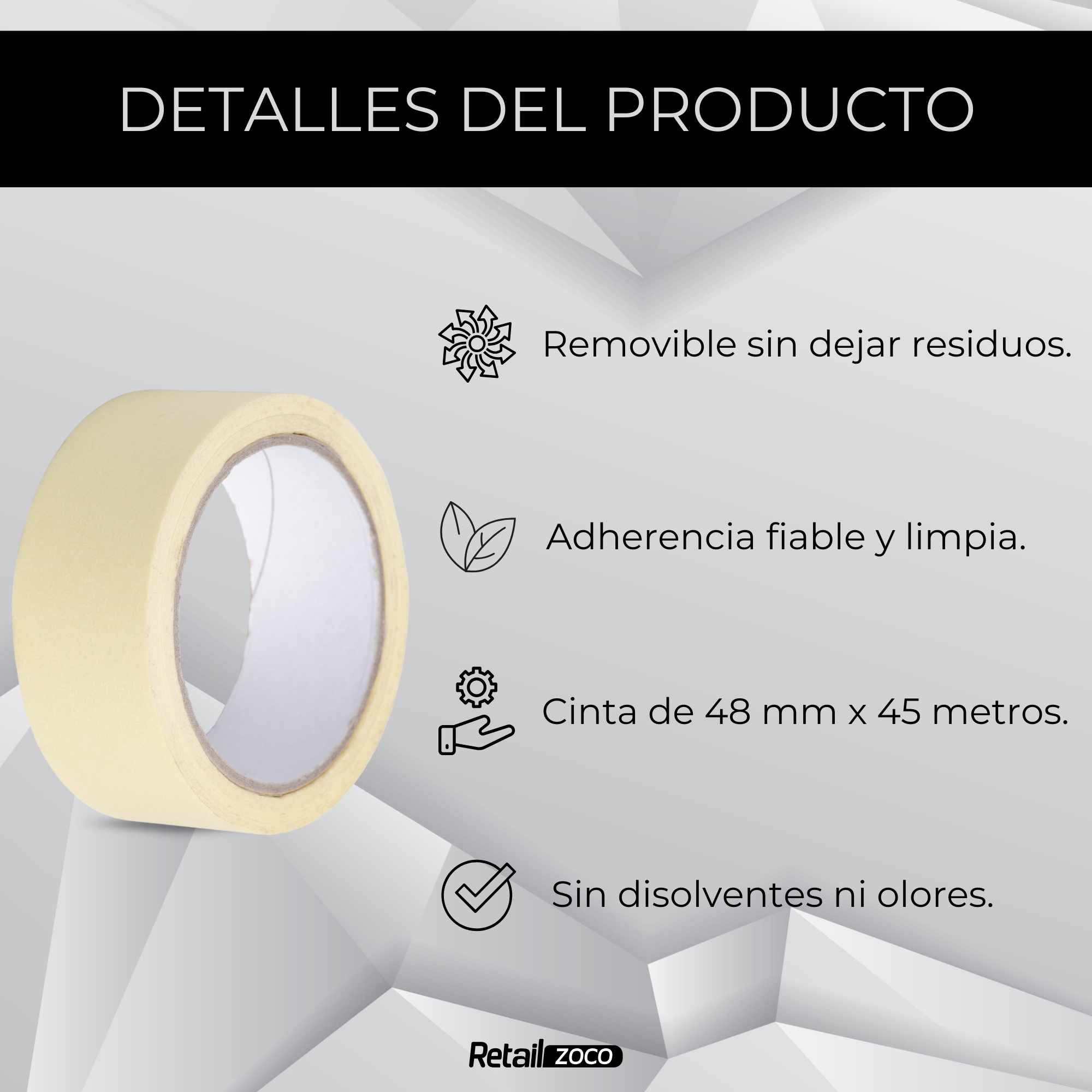 Cinta de carrocero para pintar 48 mm ancho x 45 metros largo - imagen 3