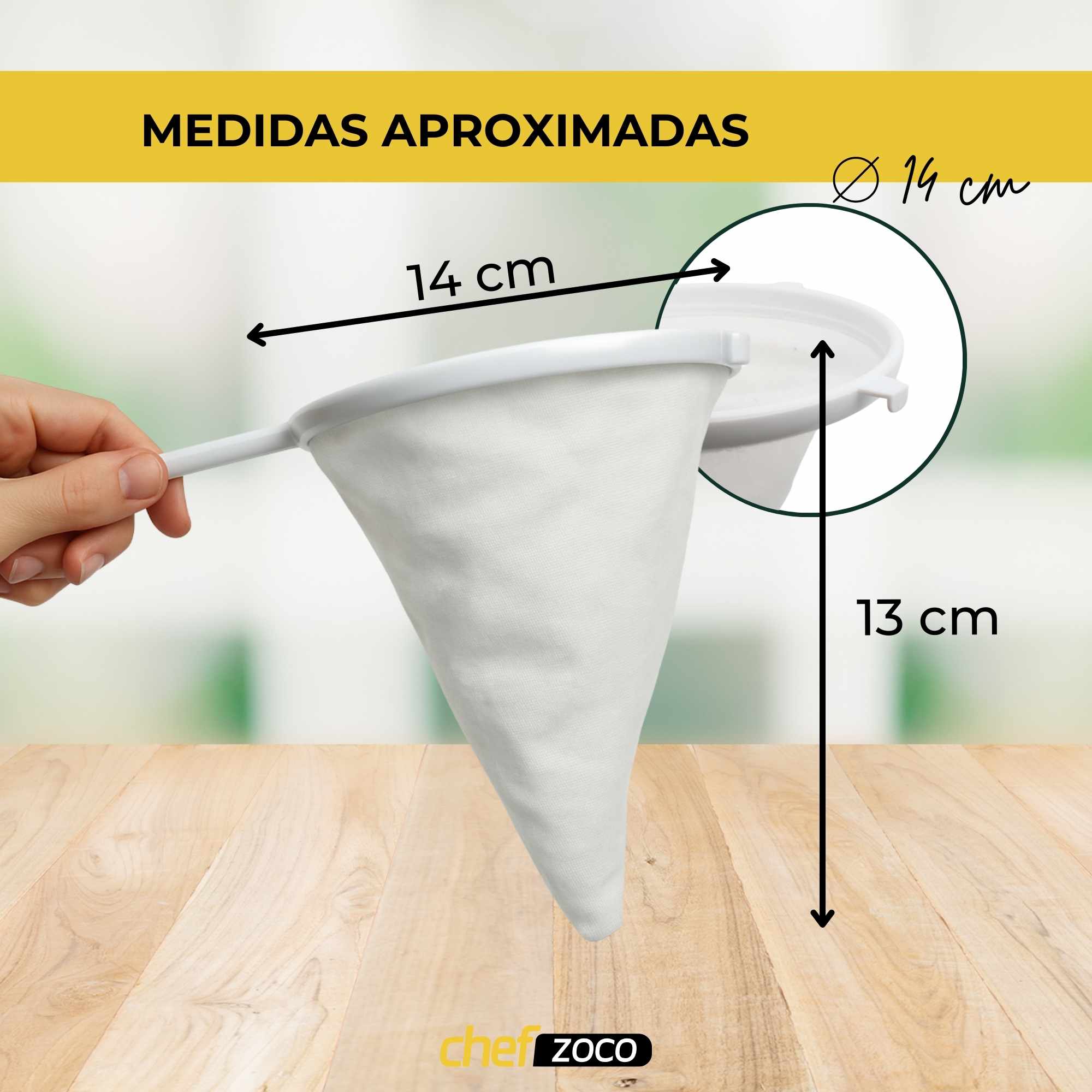 Colador de Cocina Multiuso de Tela 14 cm mango plastico - imagen 3
