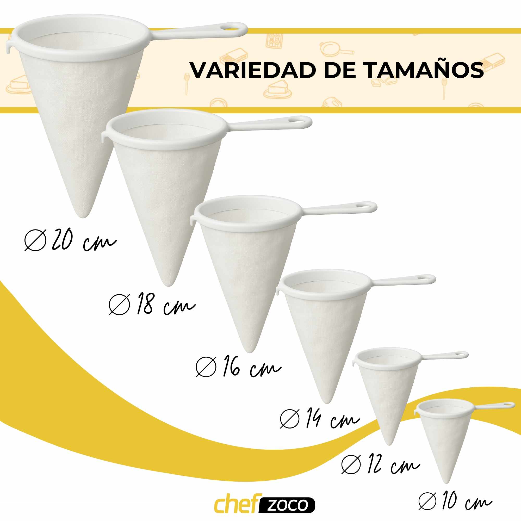 Colador de Cocina Multiuso de Tela 16 cm mango plastico - imagen 6