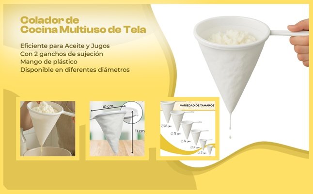 Banner - Colador de Cocina Multiuso de Tela 16 cm mango plastico