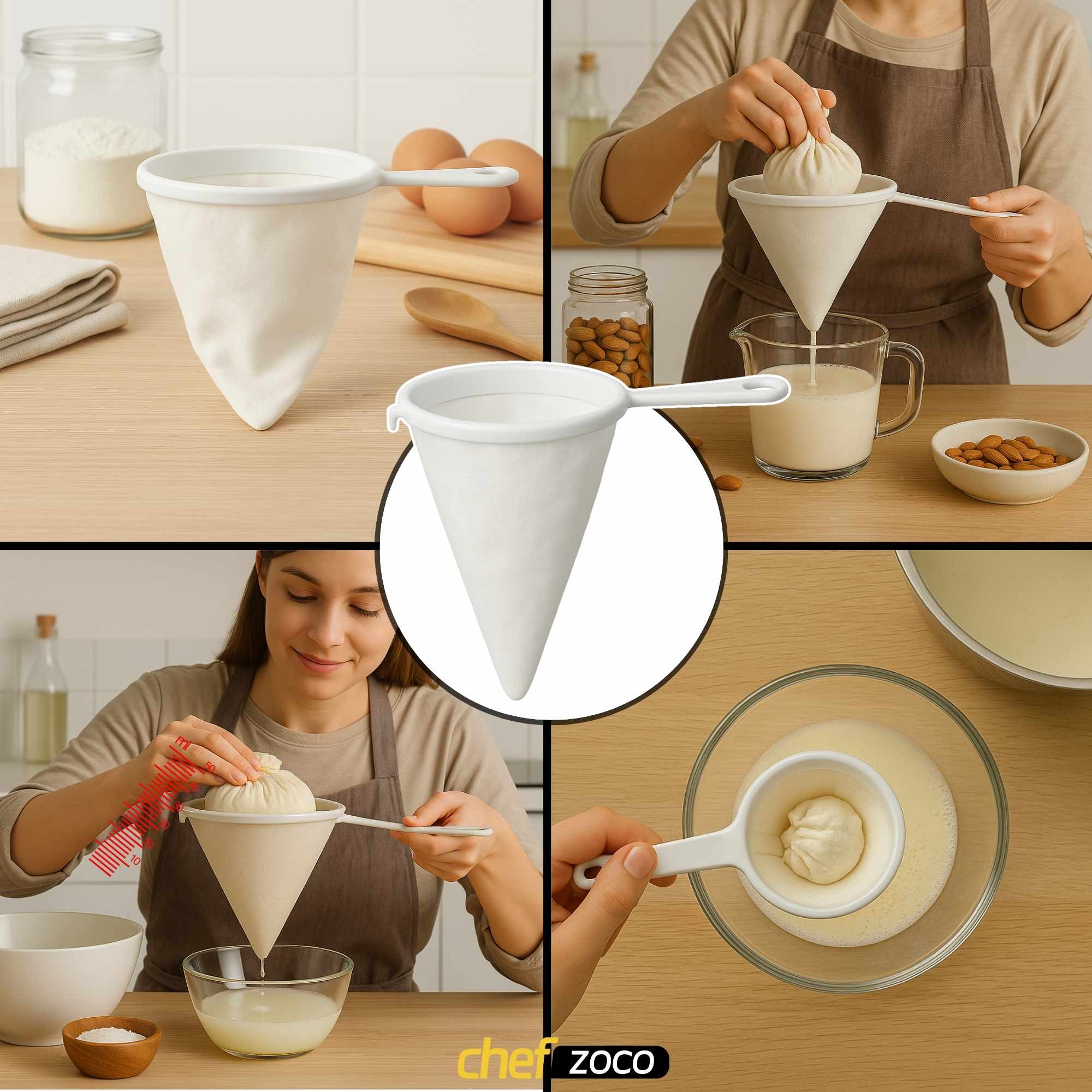 Colador de Cocina Multiuso de Tela 20 cm mango plastico - imagen 4