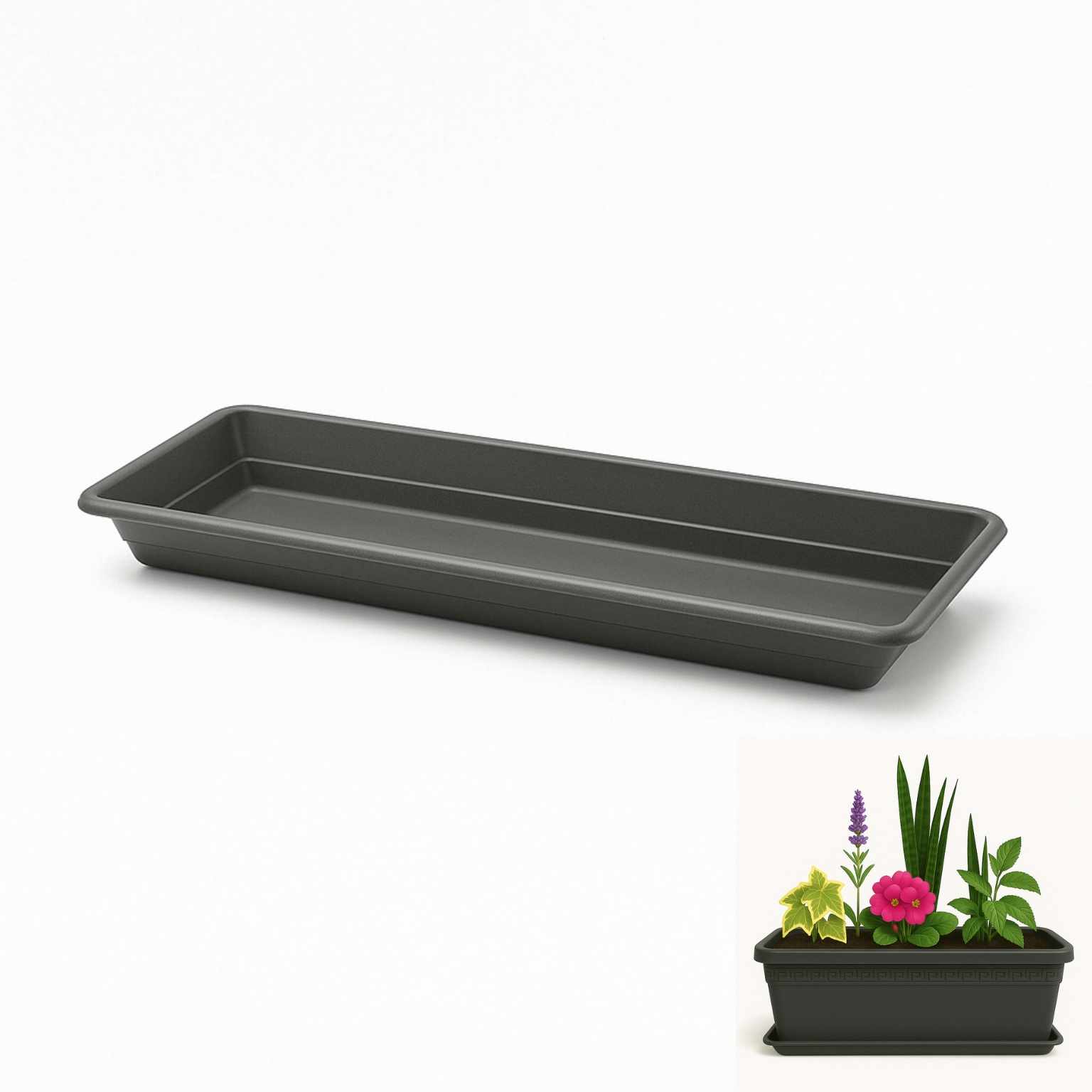 Plato Jardinera de plástico 40 Cm Antracita - imagen 1
