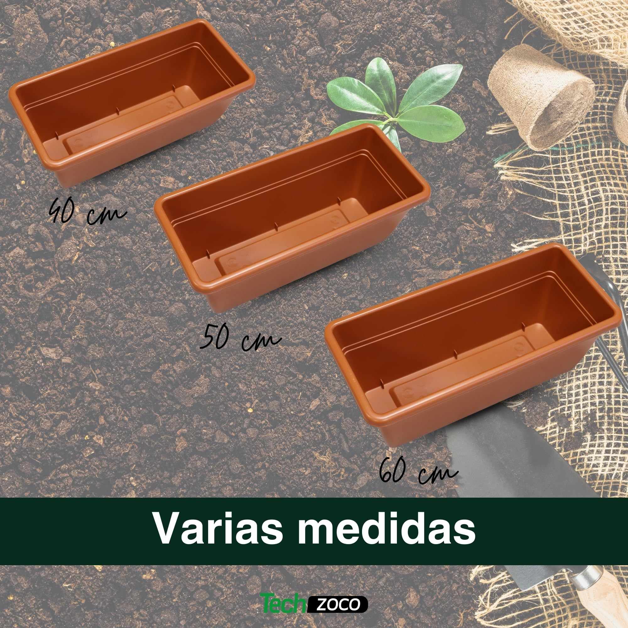 Jardinera de plástico 60 cm Terracota - imagen 4