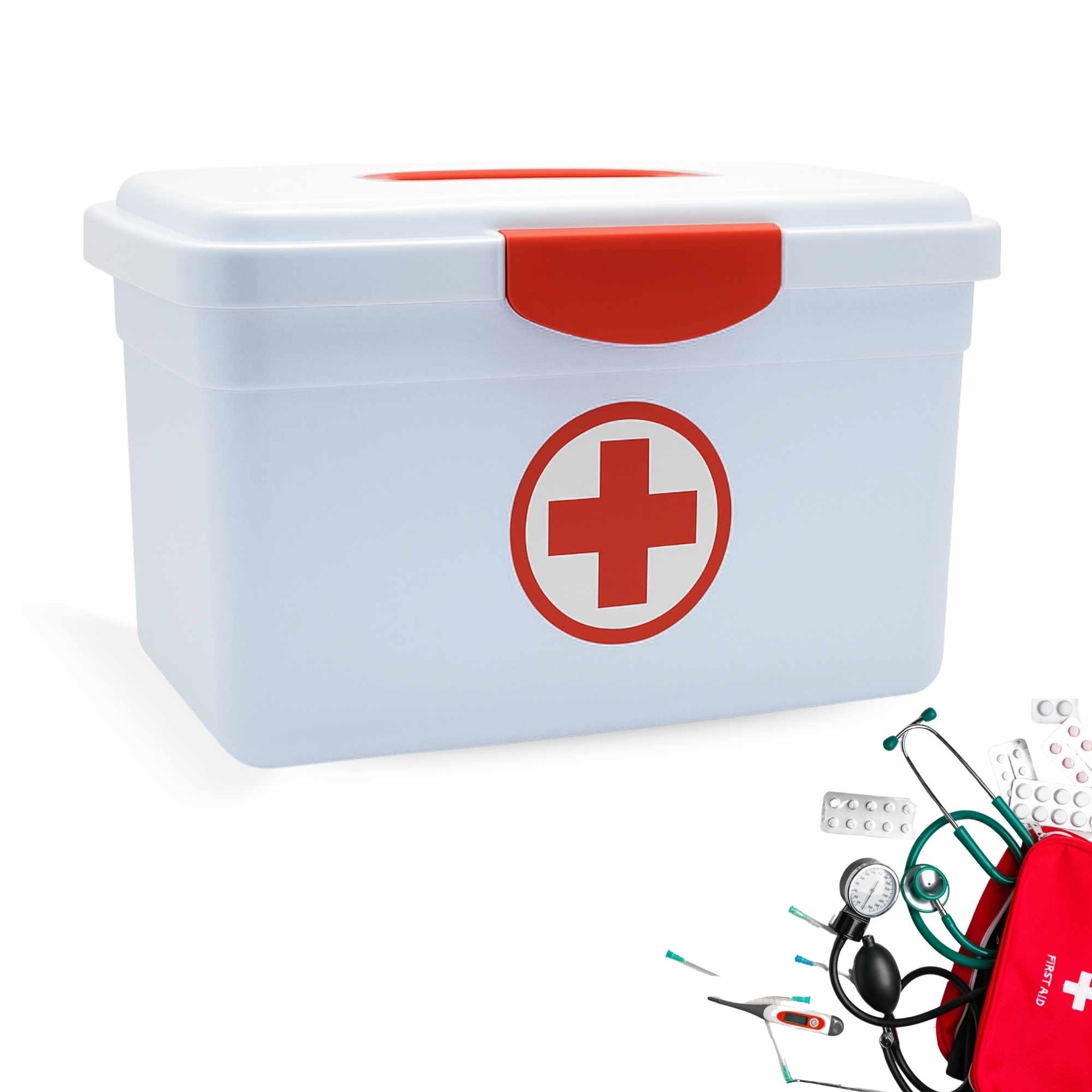 Caja botiquin Primeros Auxilios con Tapa y asa 8 Litros