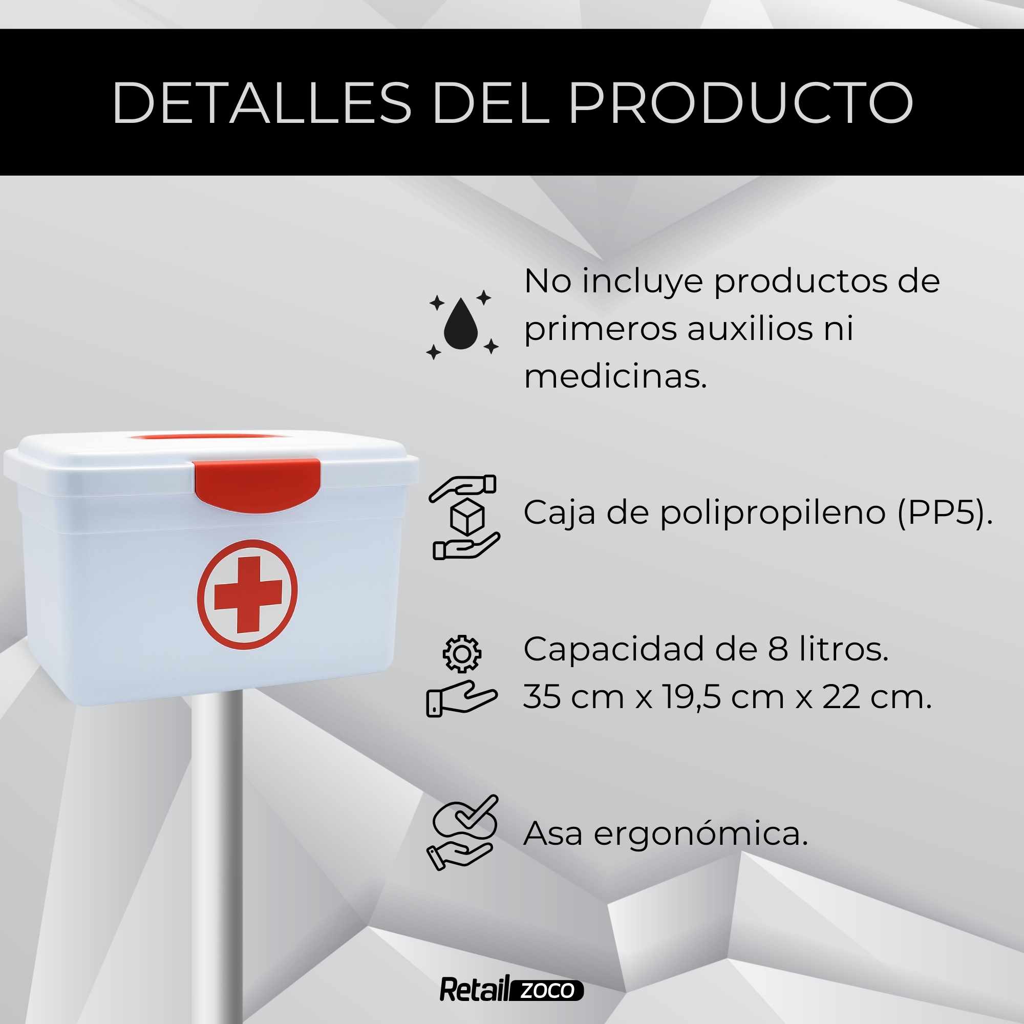 Caja botiquin Primeros Auxilios con Tapa y asa 8 Litros - imagen 2