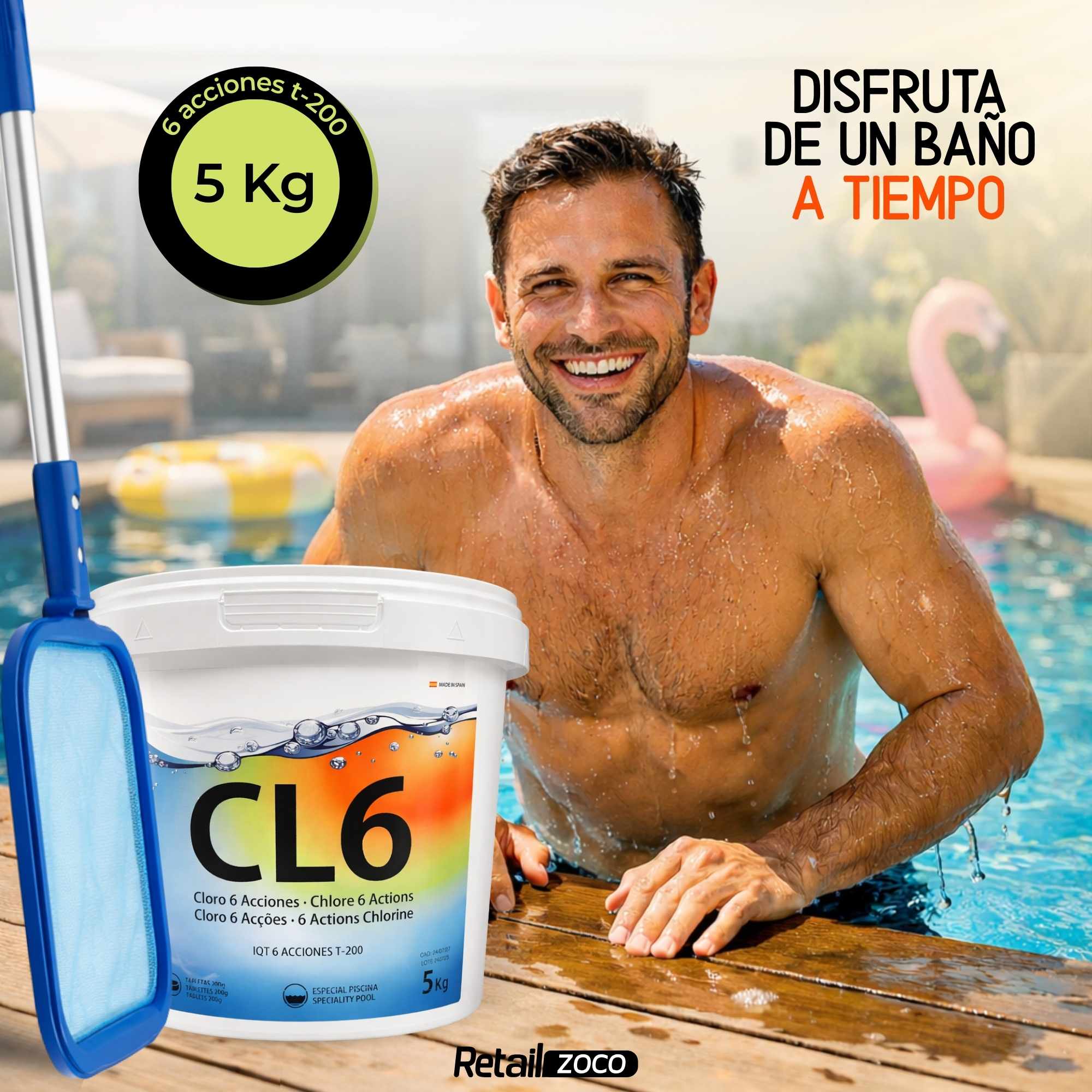 Cloro 6 Acciones en tabletas de 200 gr recuperador de agua 5 Kilos - imagen 6