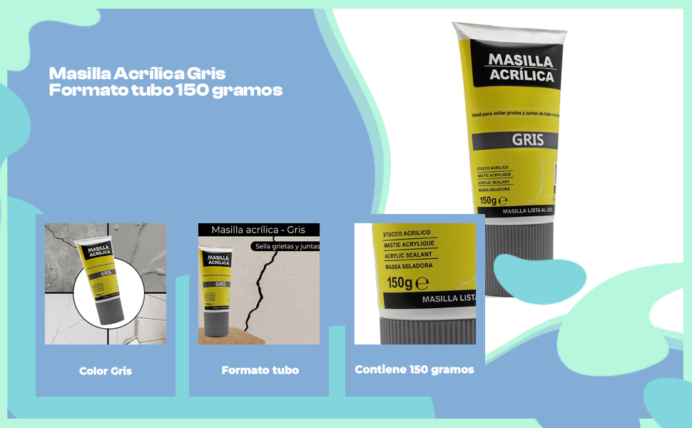 Banner - Masilla acrílica gris en tubo 150 gramos