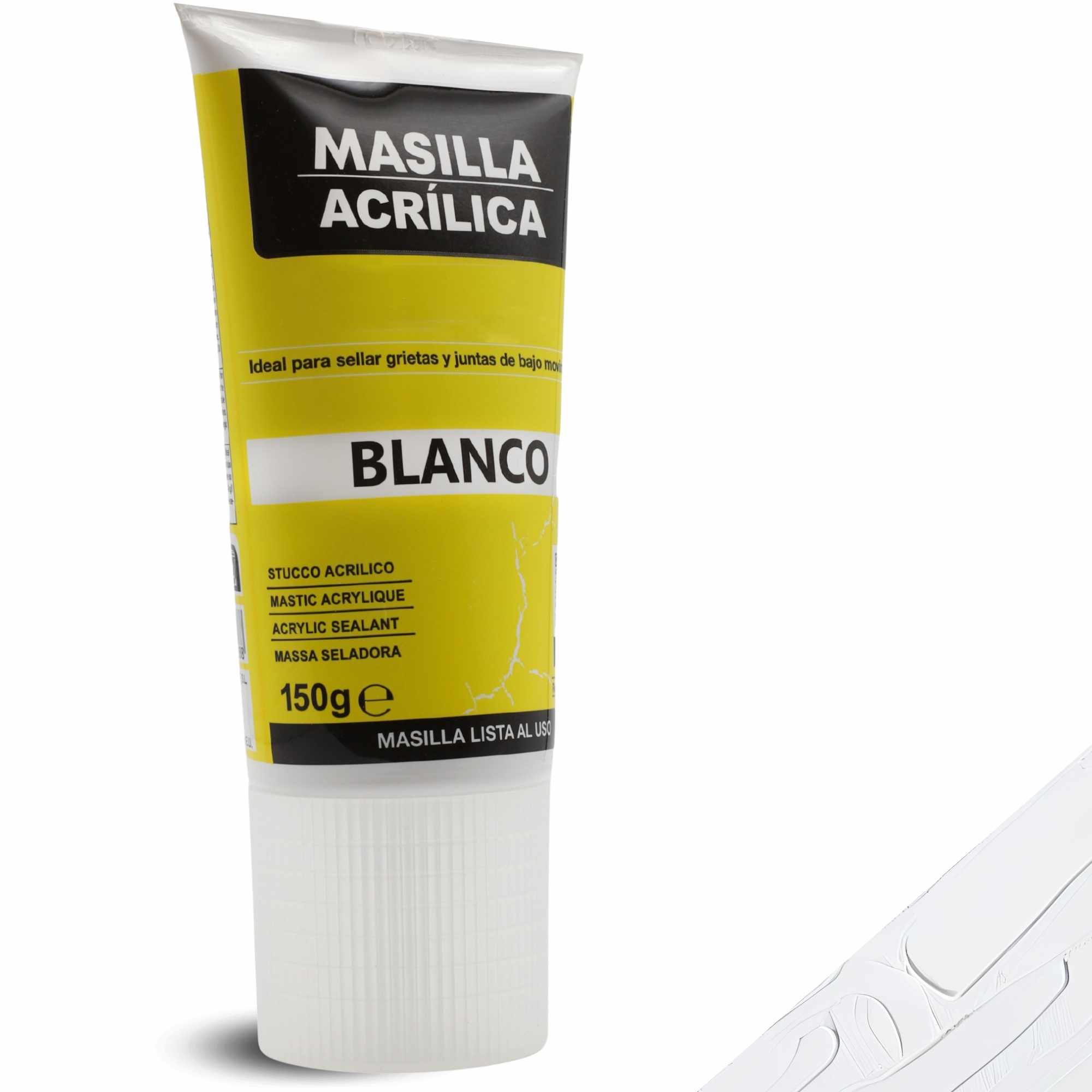 Masilla acrílica blanca en tubo 150 gramos