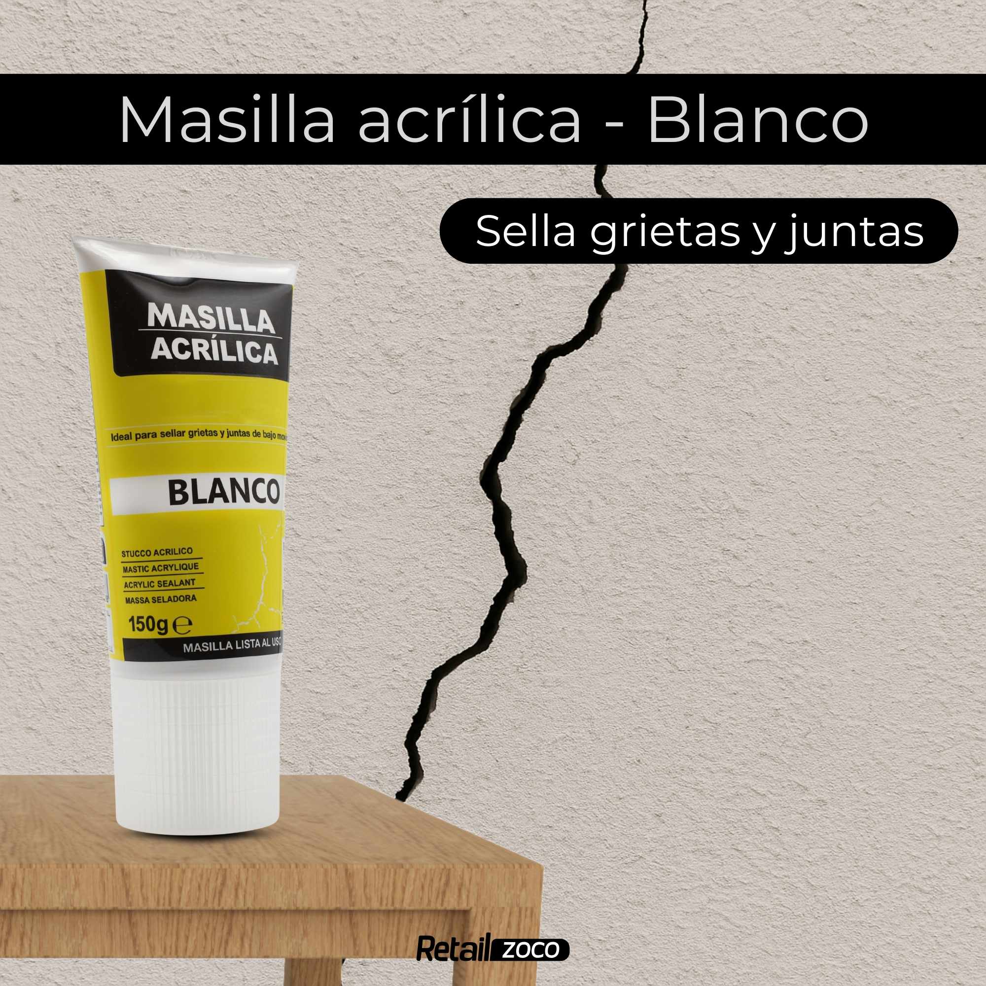 Masilla acrílica blanca en tubo 150 gramos - imagen 2