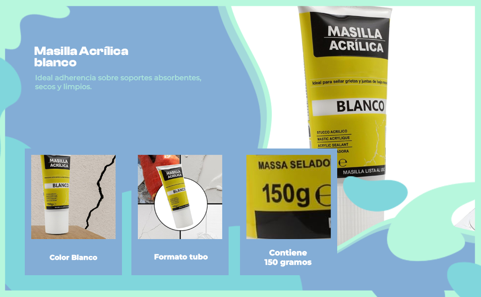 Banner - Masilla acrílica blanca en tubo 150 gramos