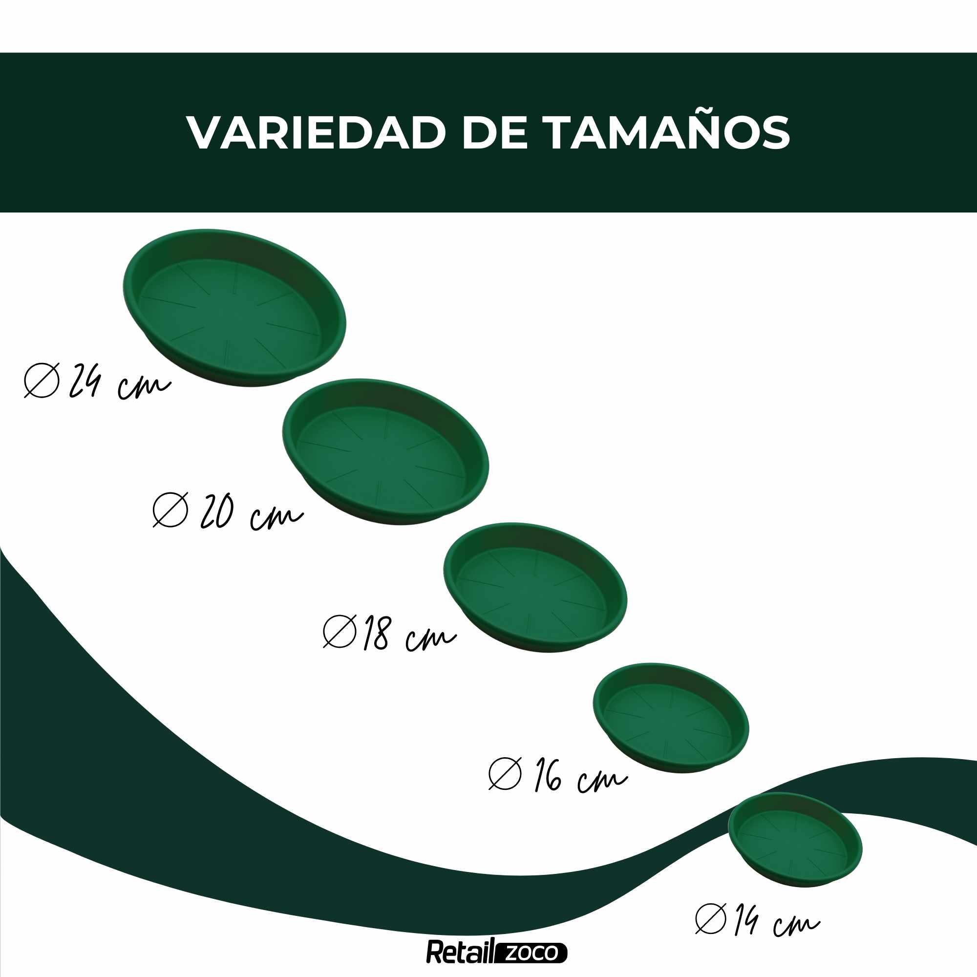 Plato de maceta Verde apto para maceta de 35 cm - imagen 6