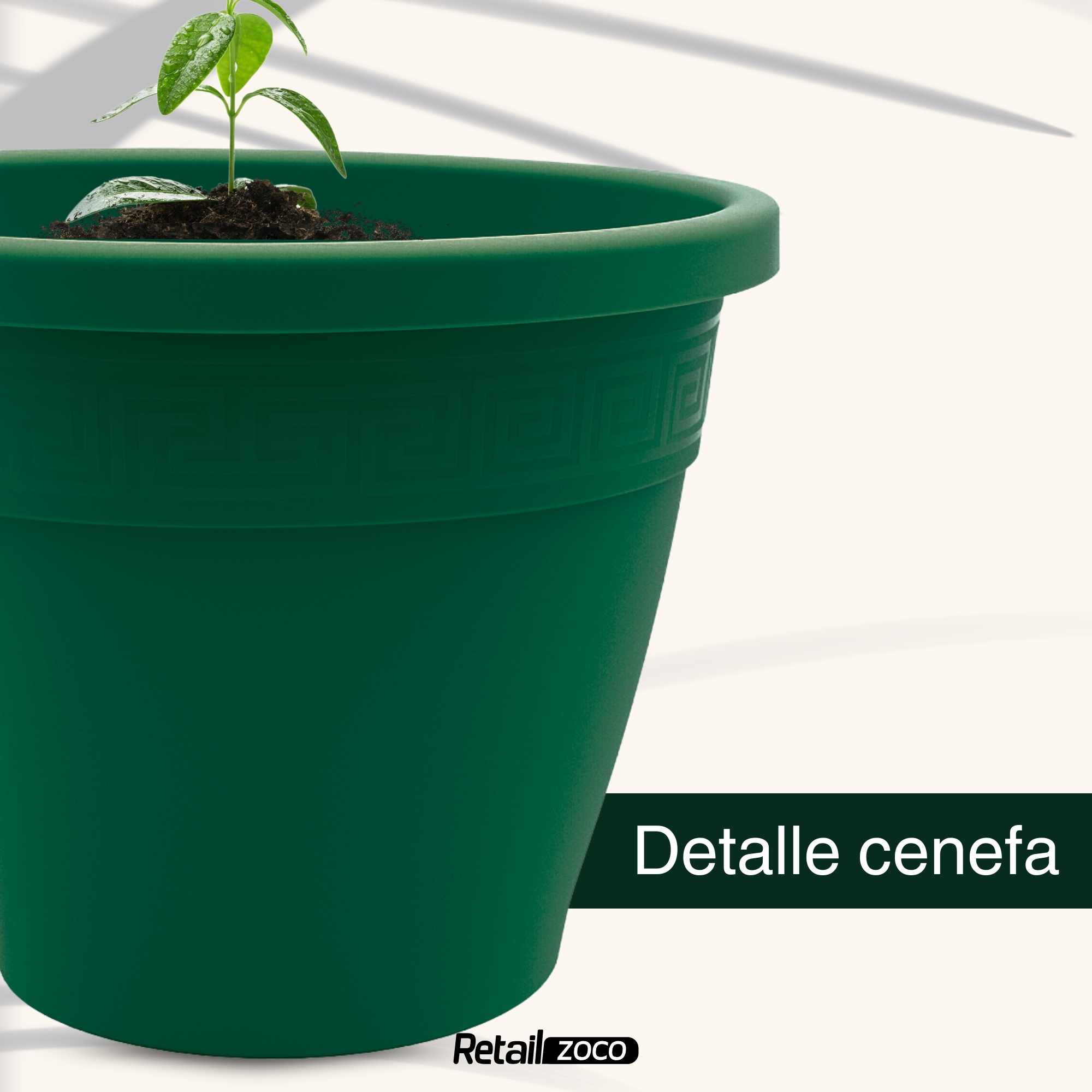Macetero redondo de plastico 20 cm Verde - imagen 4