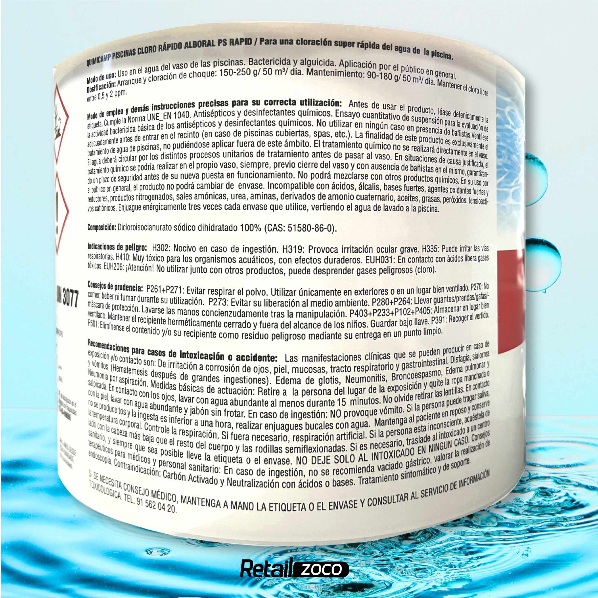 Cloro Choque Accion Rapida 2.5 Kg granulado recuperador de agua - imagen 5